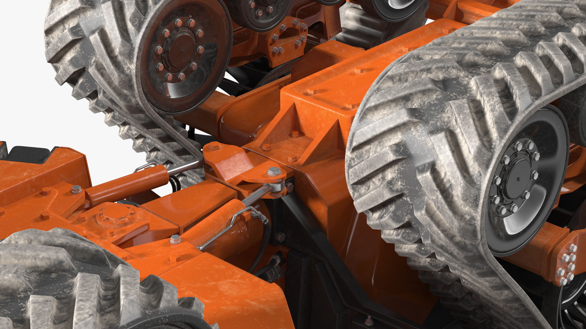 3D Four Track Tractor Dirty Rigged
