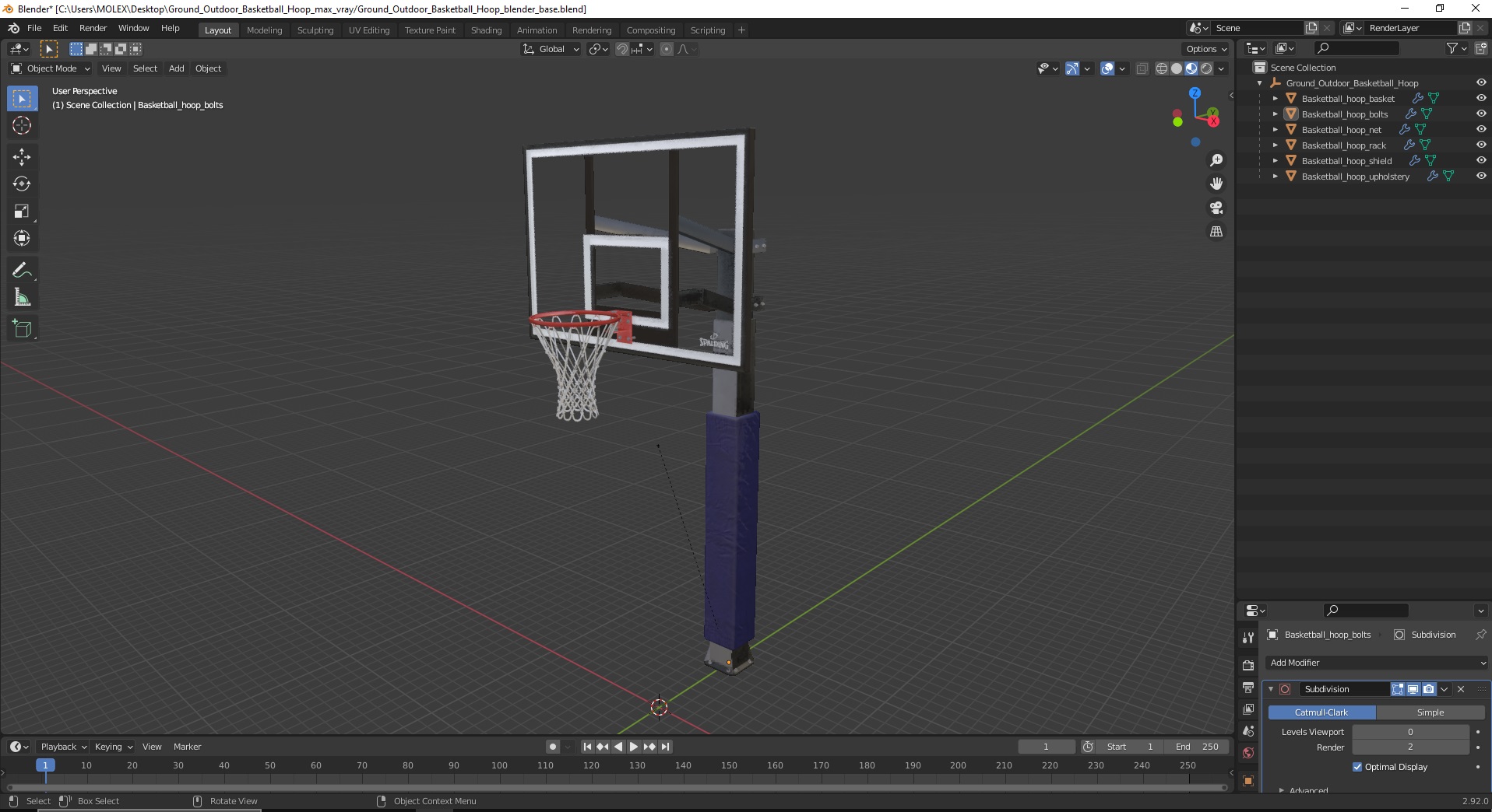 3D model Ground Outdoor Basketball Hoop