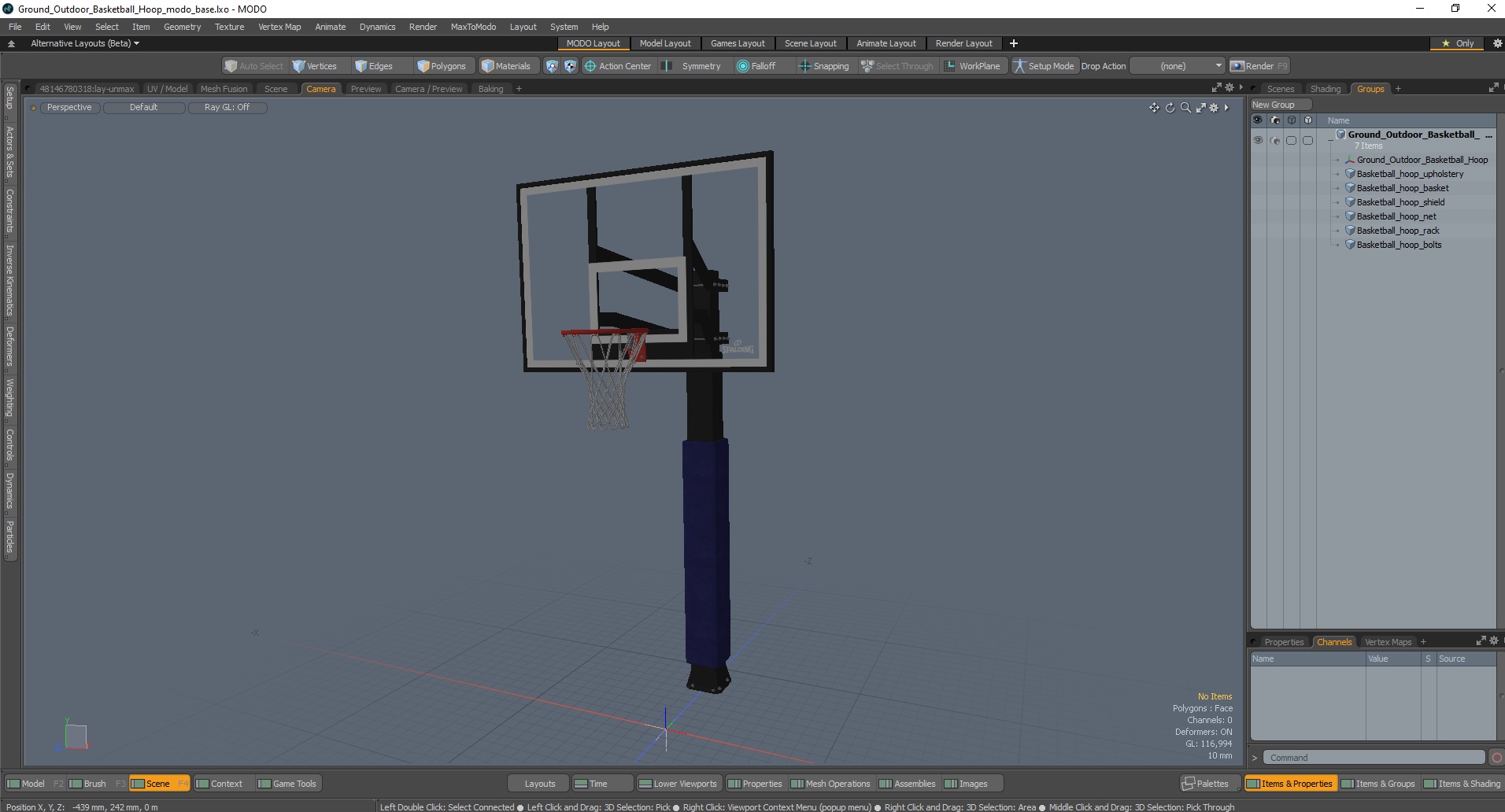 3D model Ground Outdoor Basketball Hoop