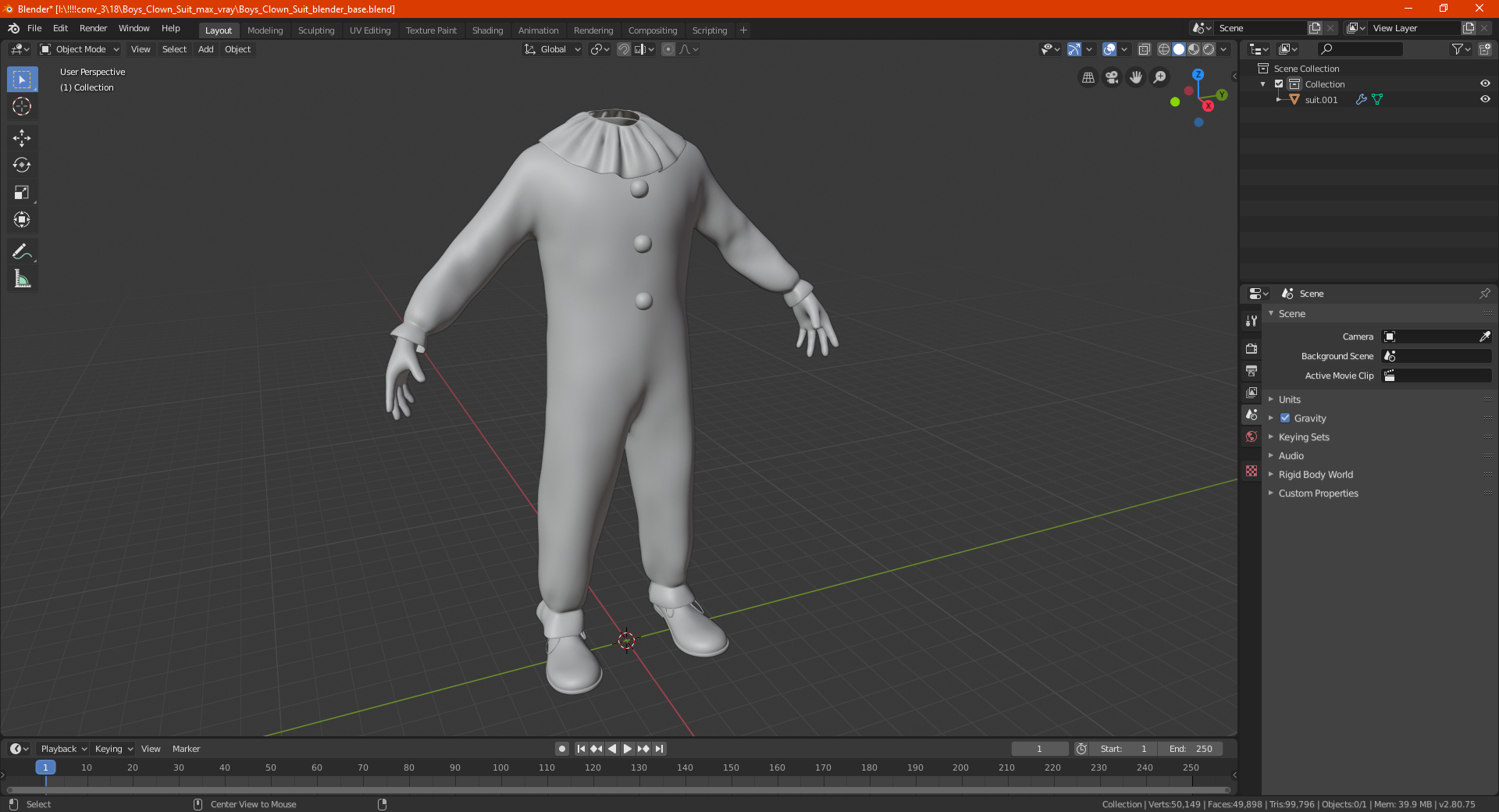 3D model Boys Clown Suit
