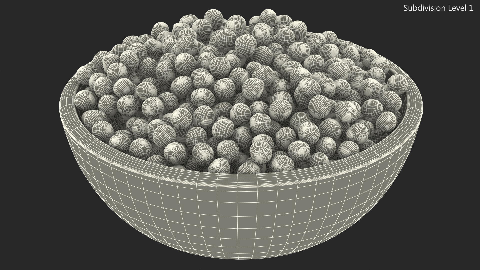 Soybean in Wooden Bowl 3D