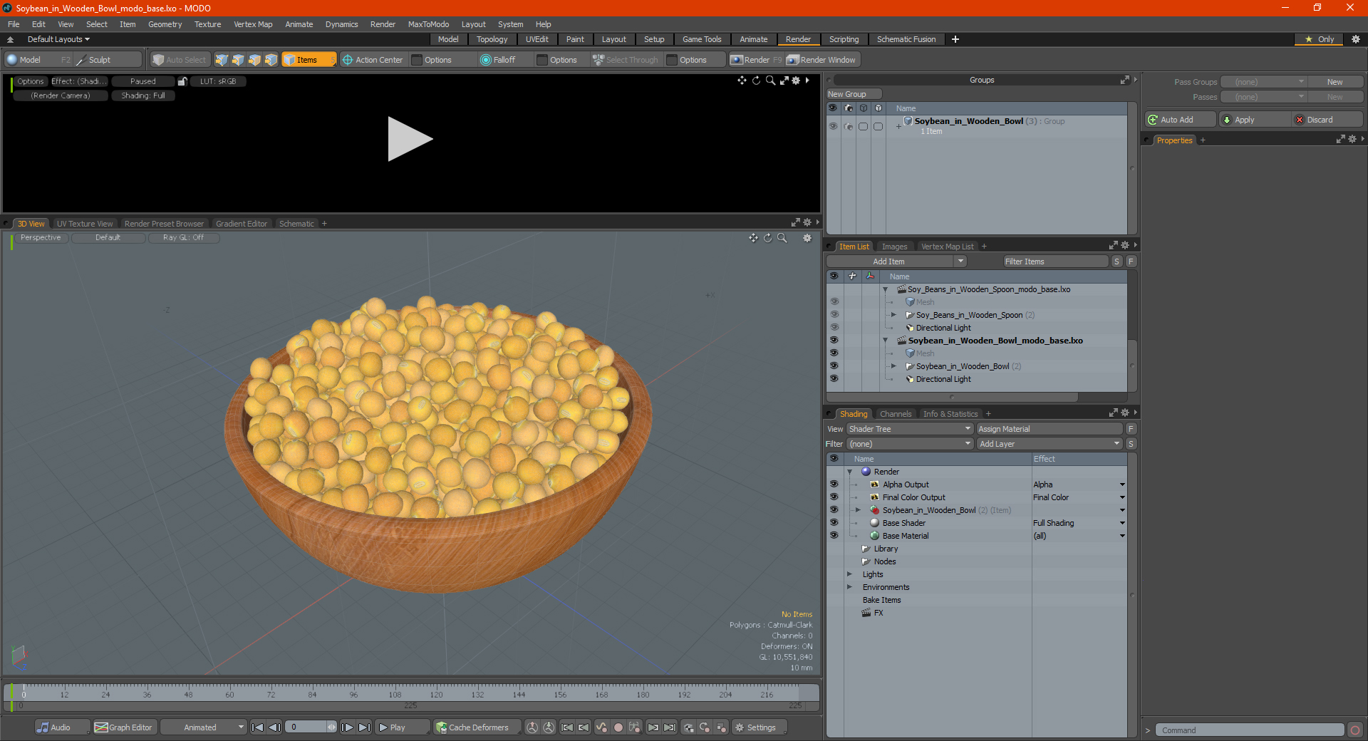 Soybean in Wooden Bowl 3D