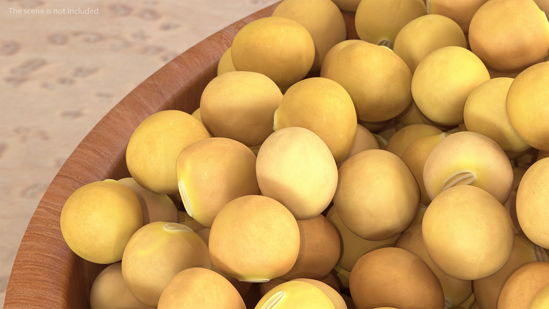 Soybean in Wooden Bowl 3D