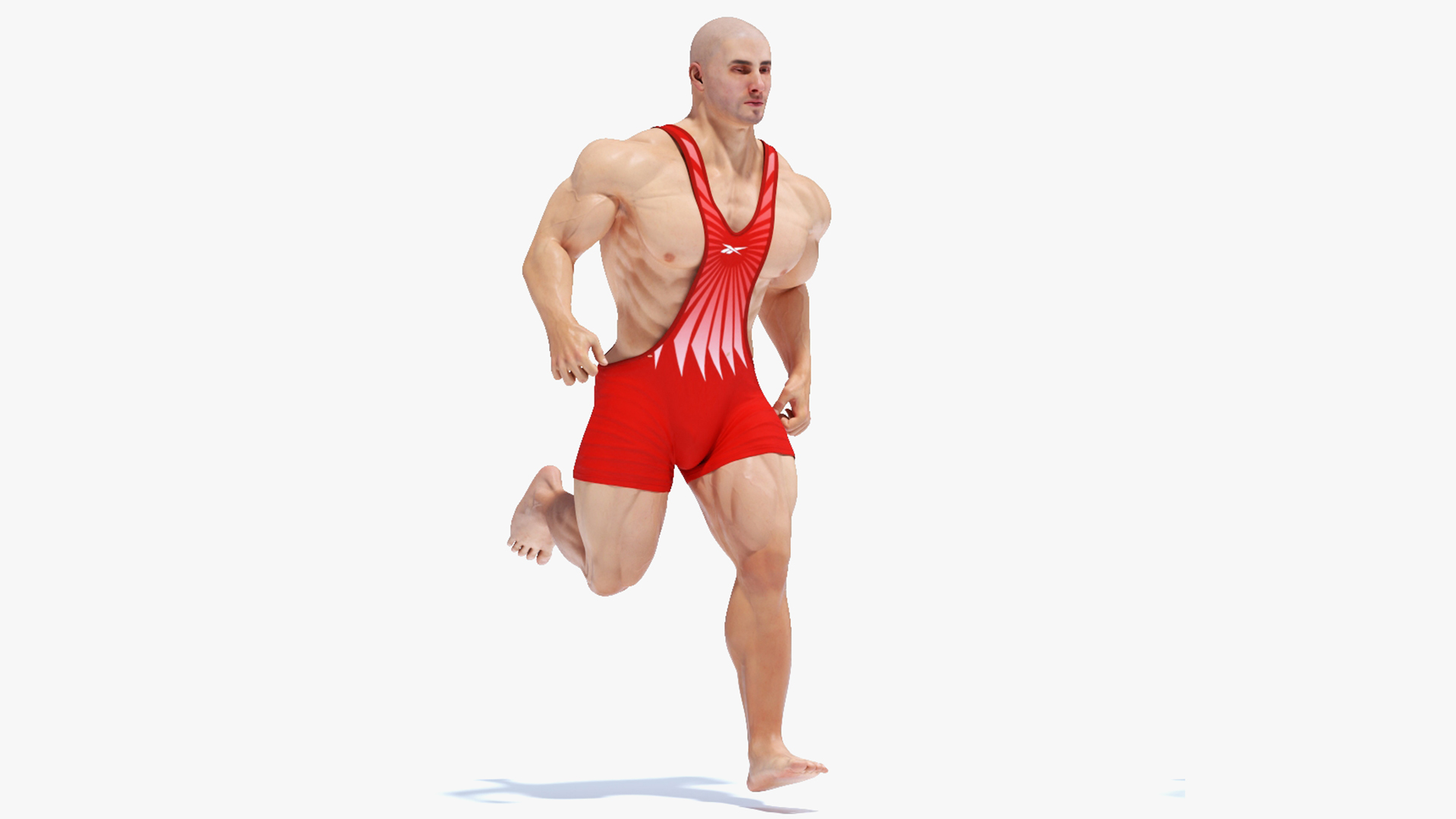 Athletic Strong Male in Reebok Red Leotard Rigged 3D model