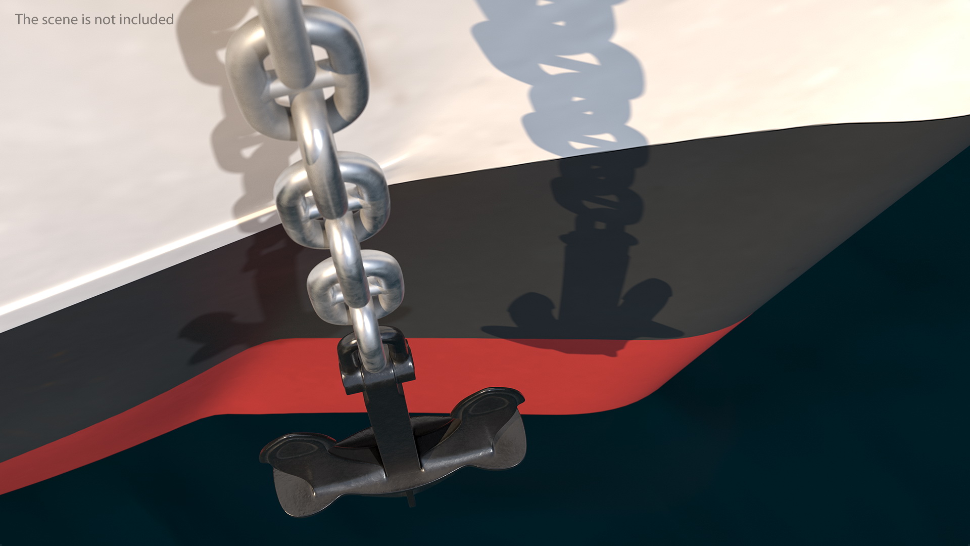 Ship Anchor with Chain 3D