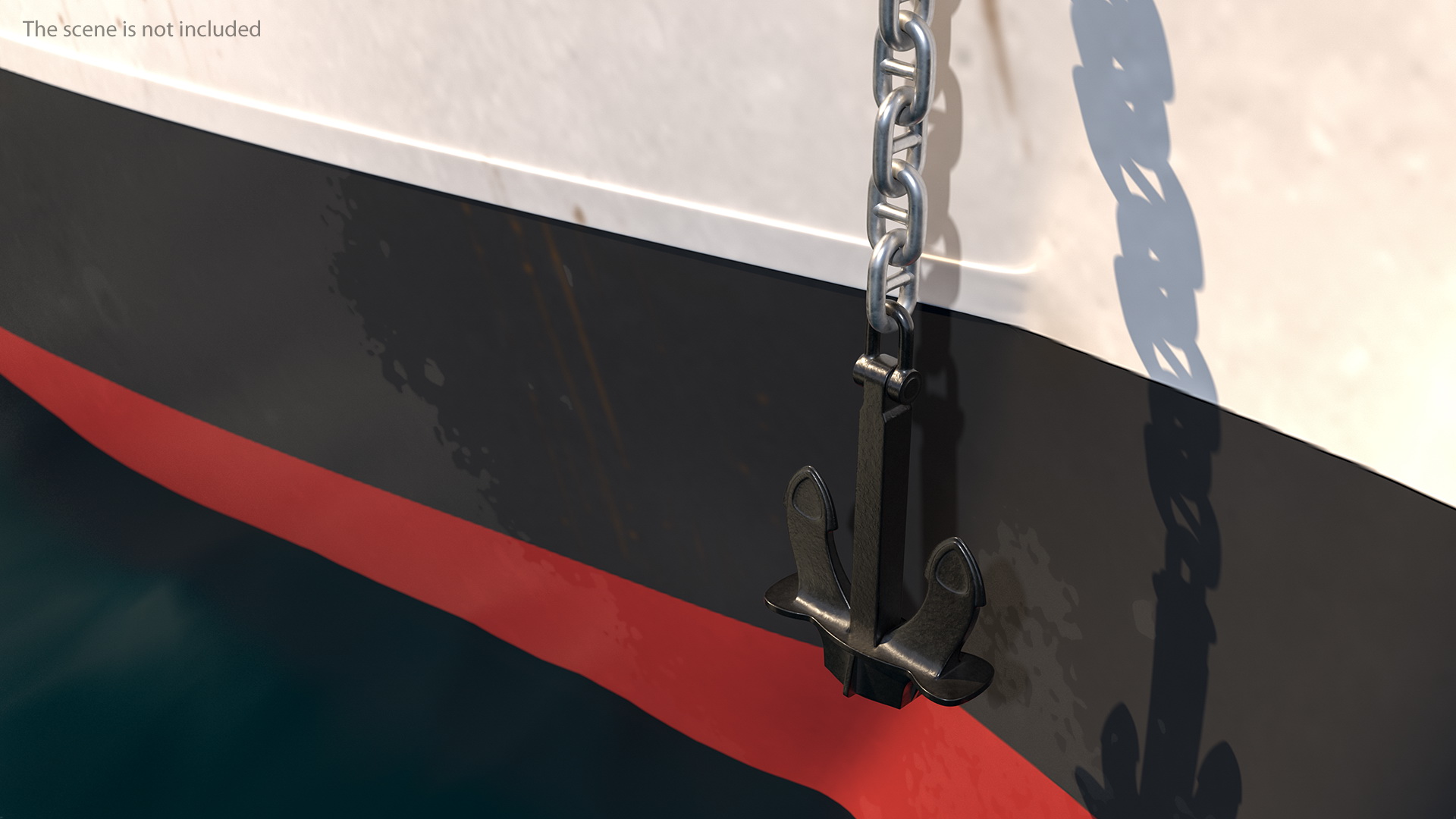 Ship Anchor with Chain 3D