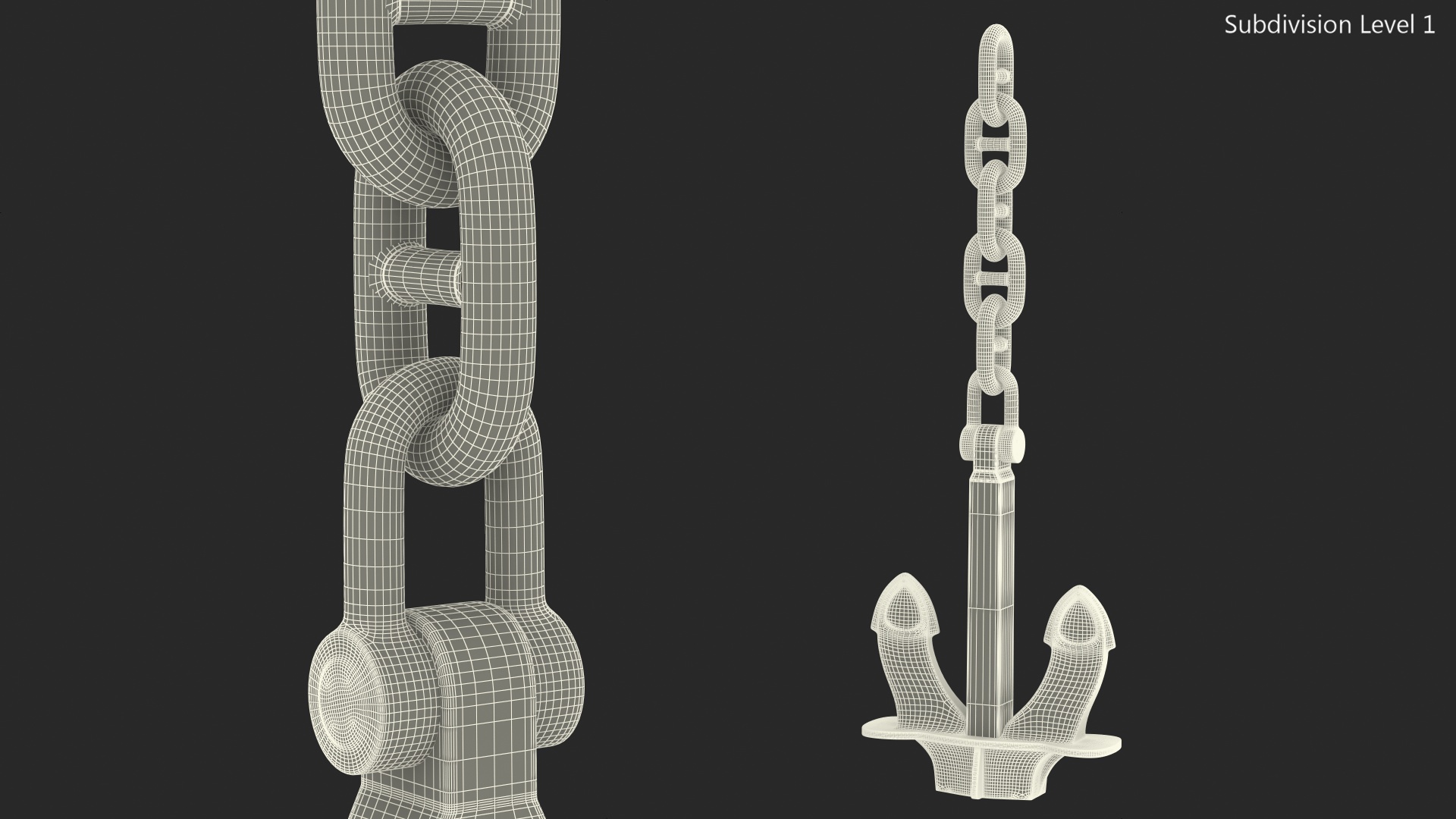 Ship Anchor with Chain 3D