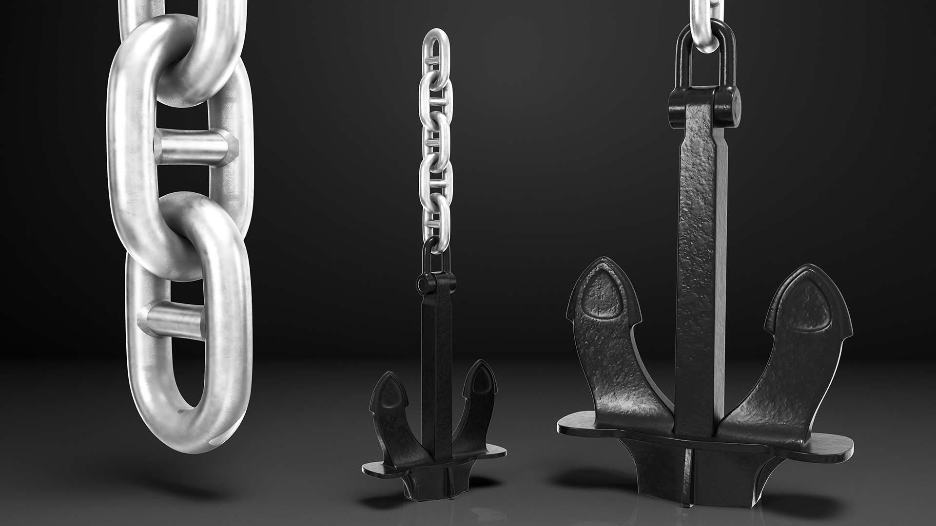Ship Anchor with Chain 3D