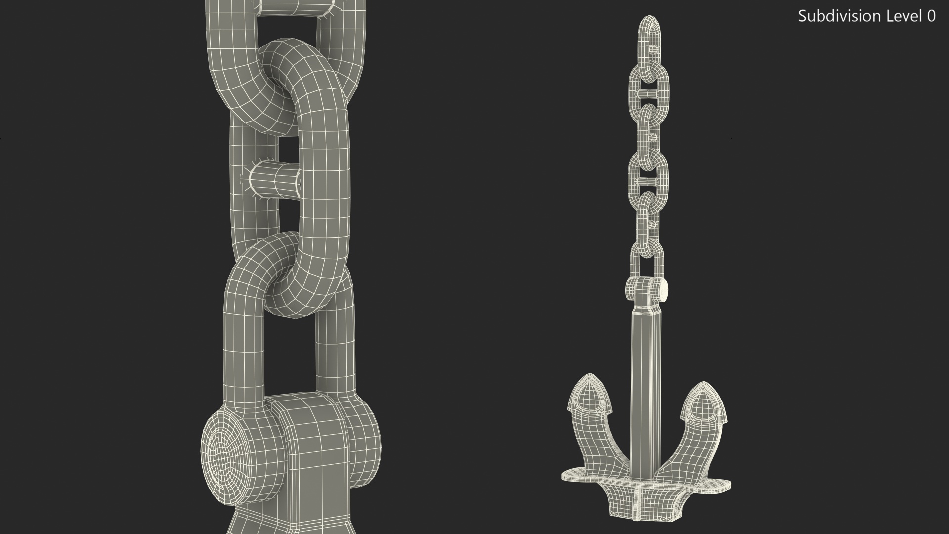 Ship Anchor with Chain 3D