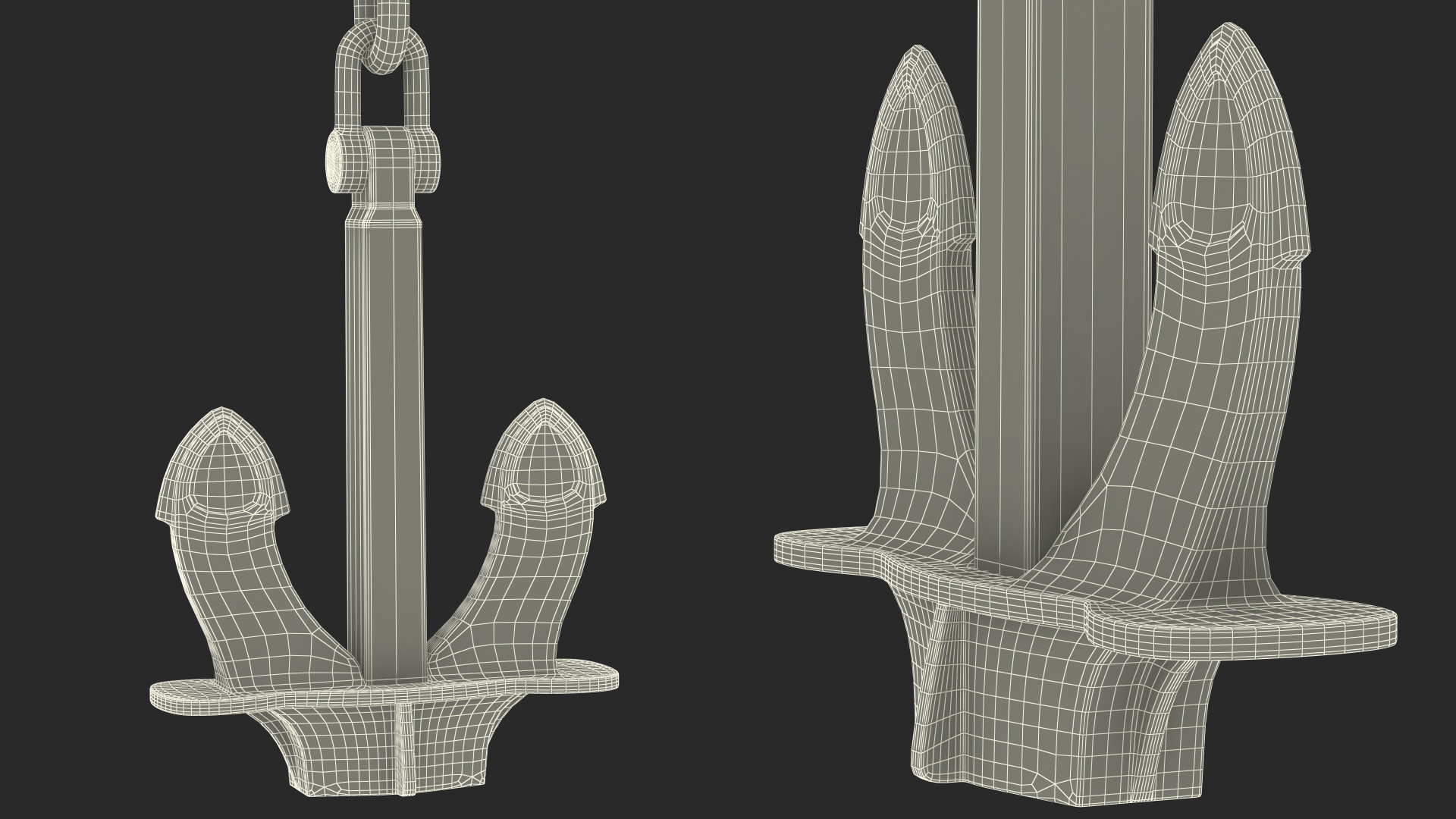 Ship Anchor with Chain 3D