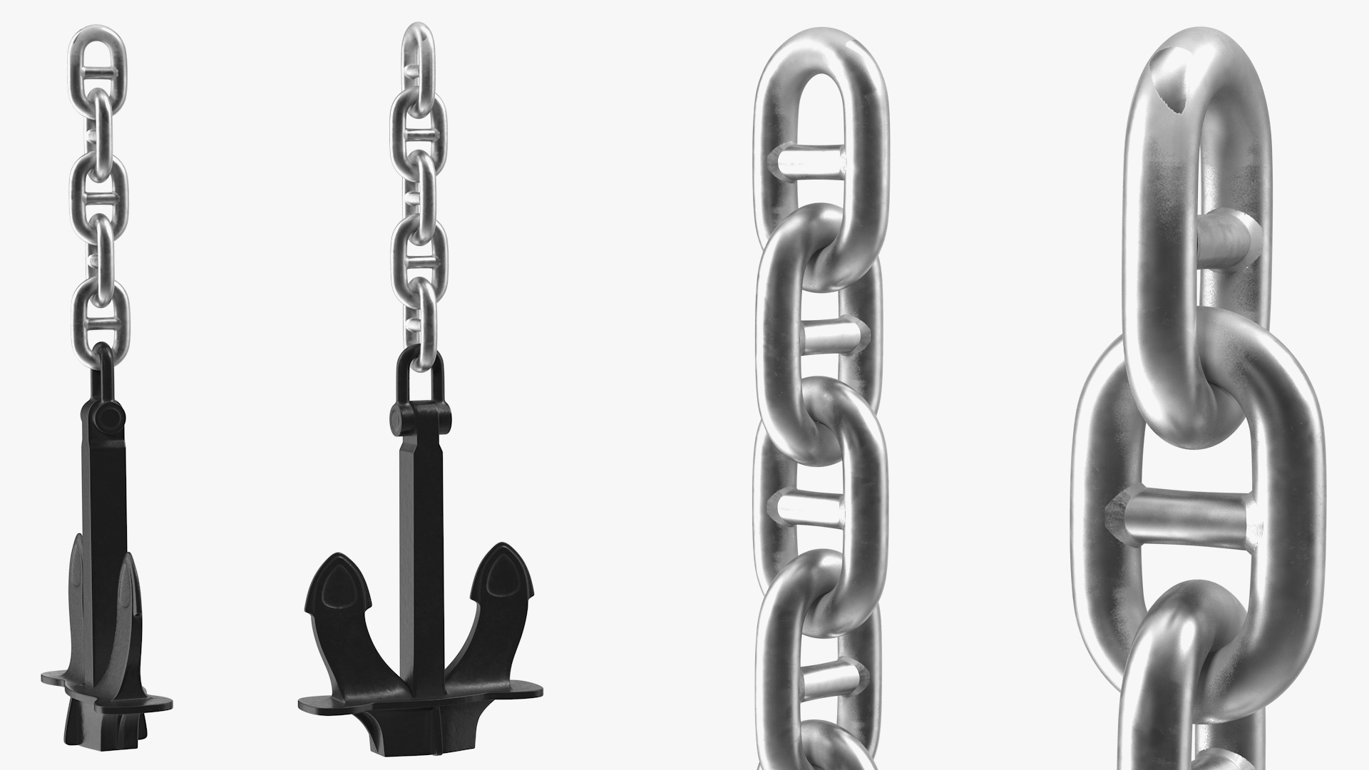 Ship Anchor with Chain 3D