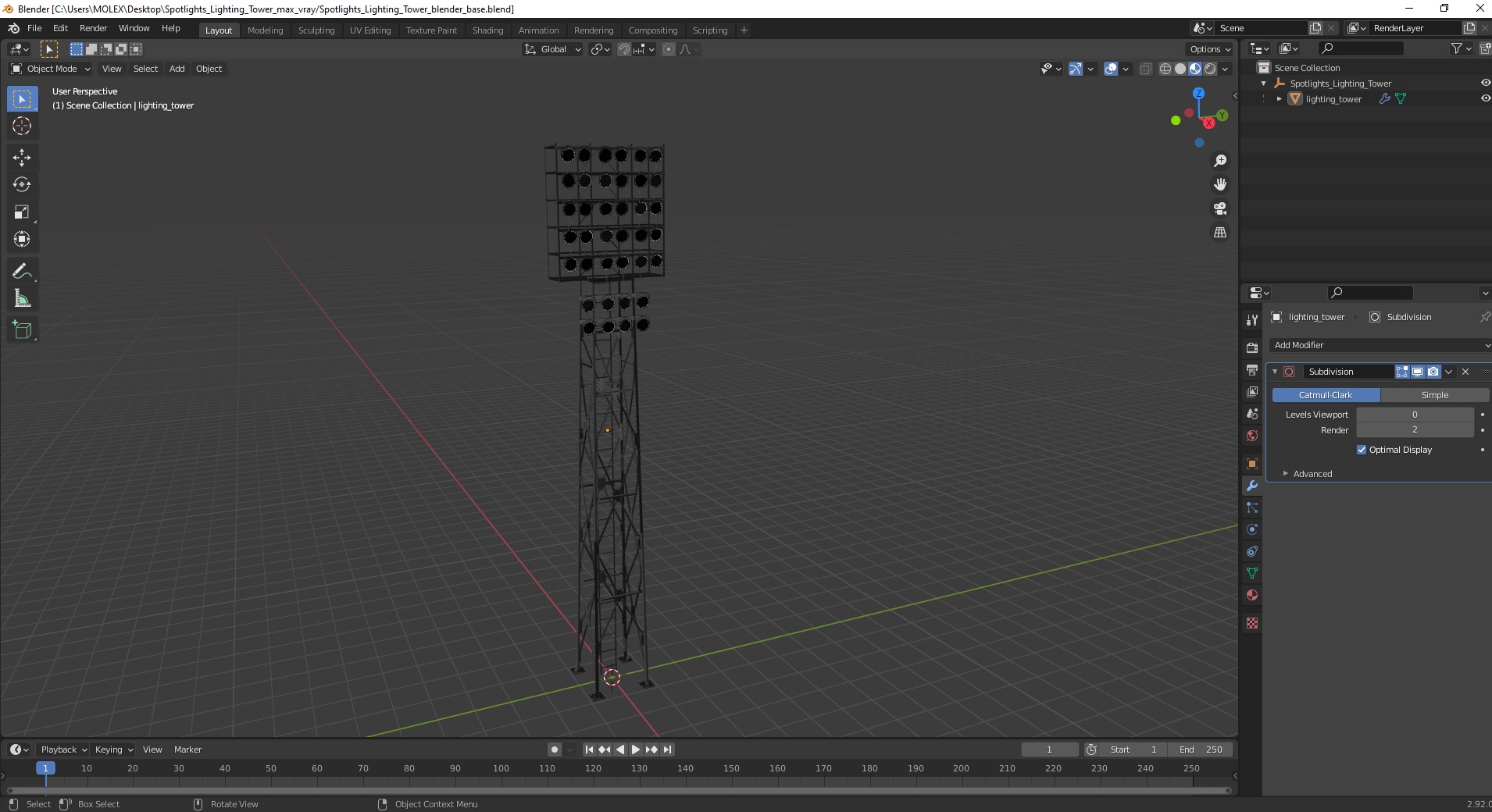 3D model Spotlights Lighting Tower
