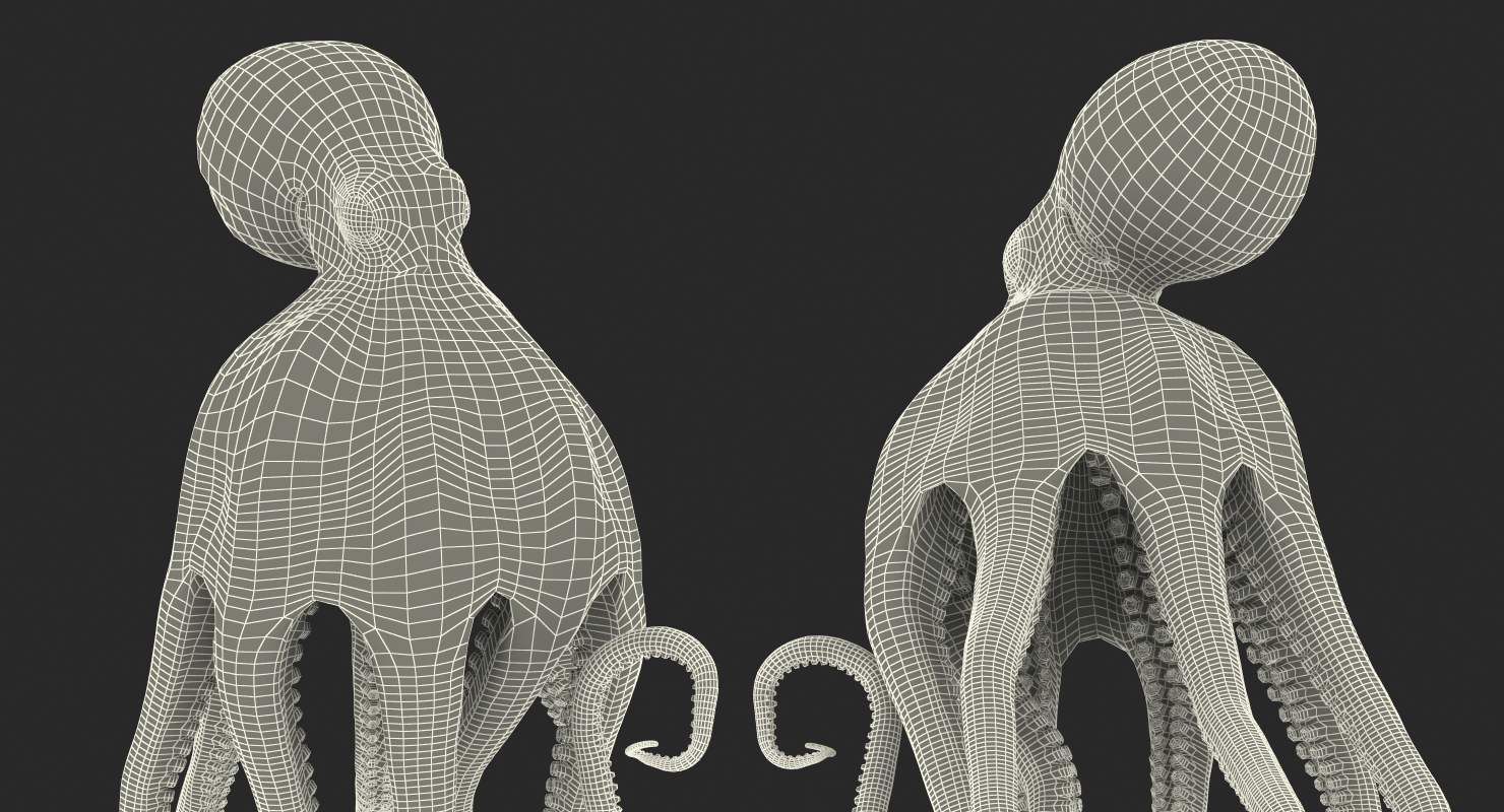 3D model Blue Octopus Swiming Pose