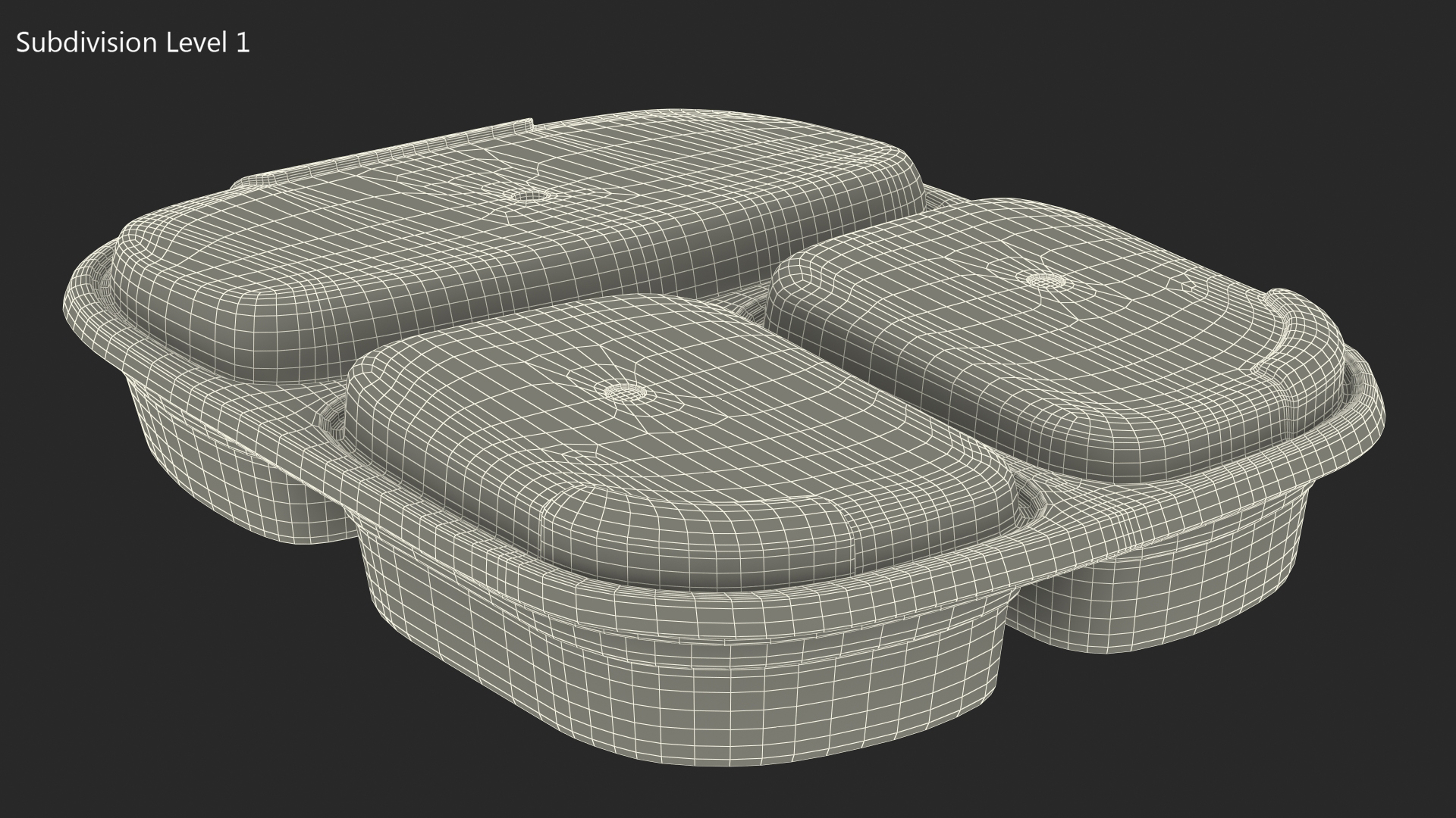 3D model Plastic 3 Compartment Meal Prep Container with Lid
