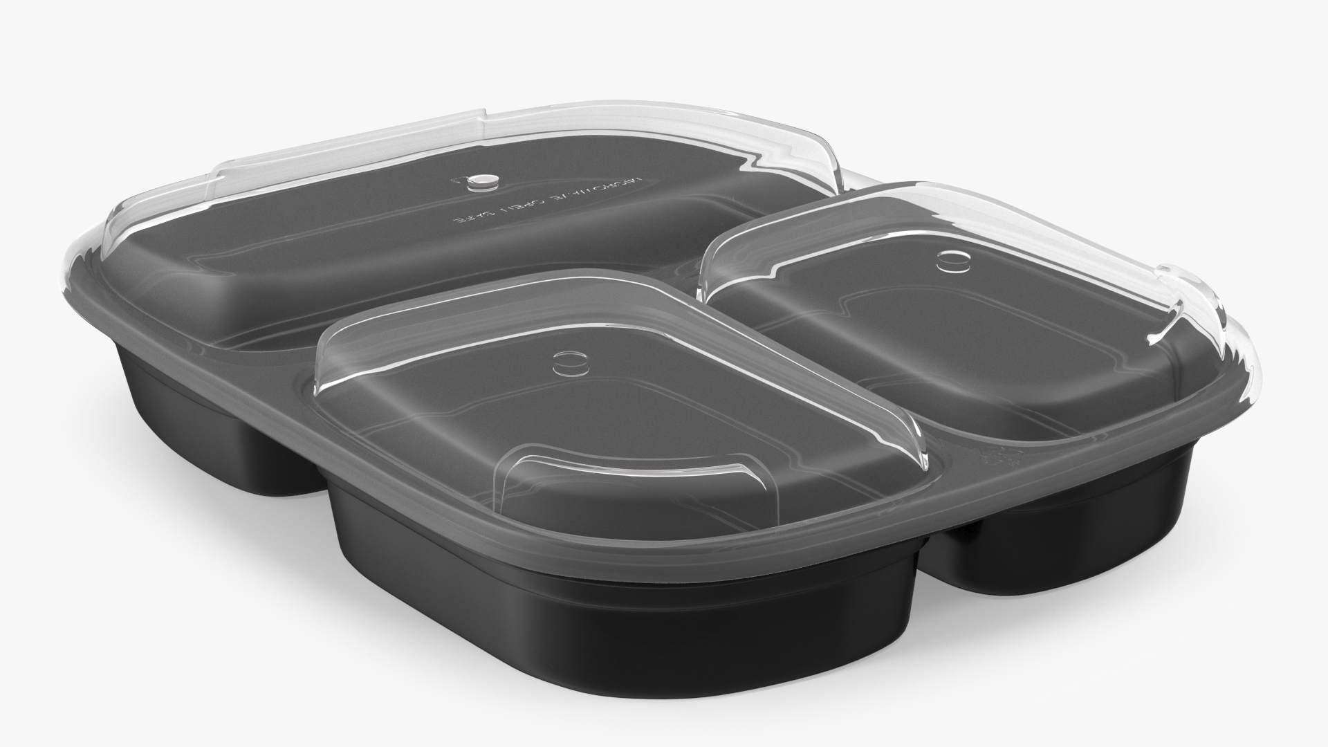3D model Plastic 3 Compartment Meal Prep Container with Lid