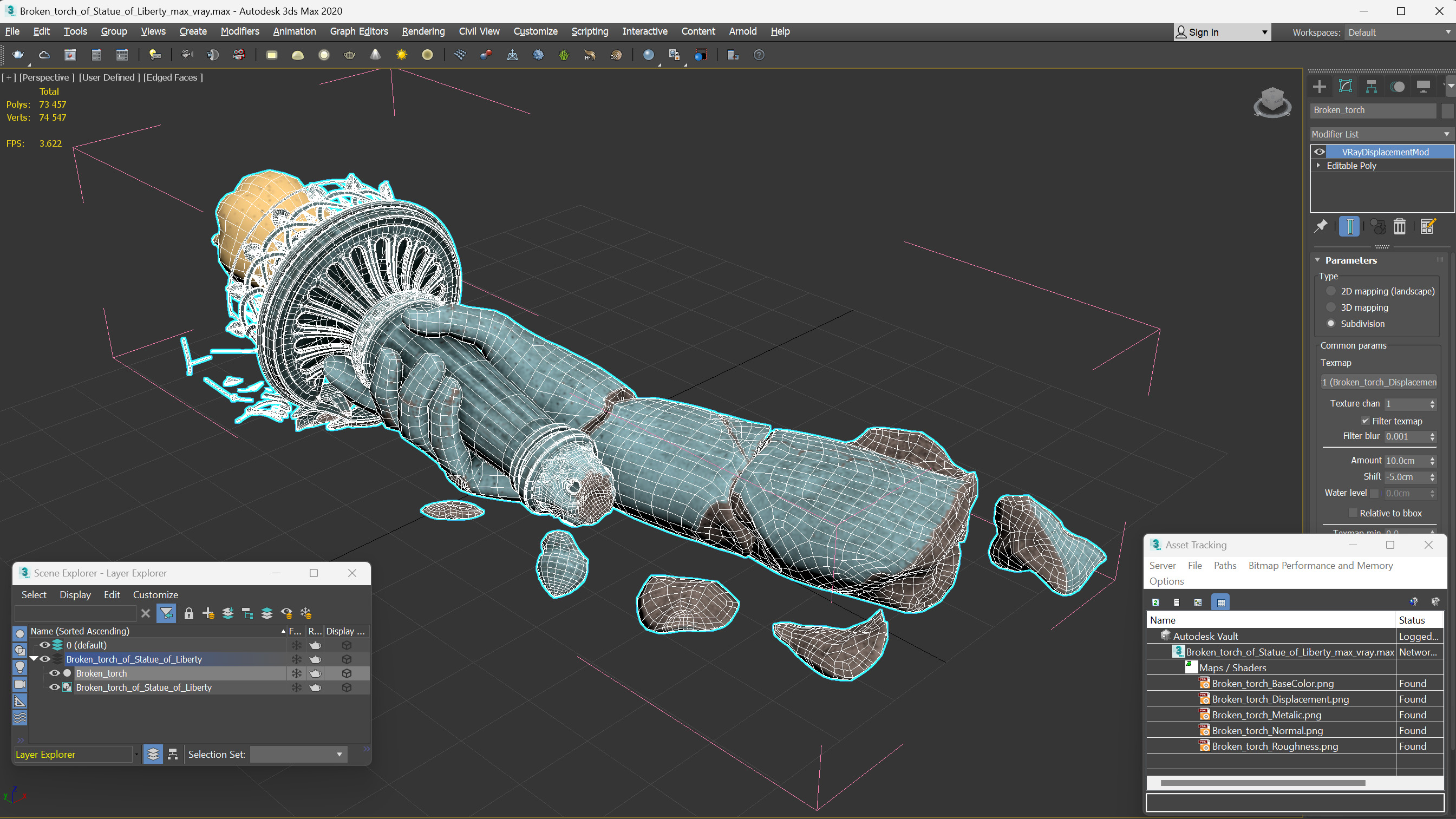 3D Broken Torch of Statue of Liberty model