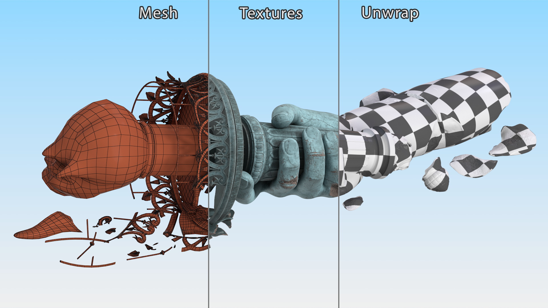 3D Broken Torch of Statue of Liberty model