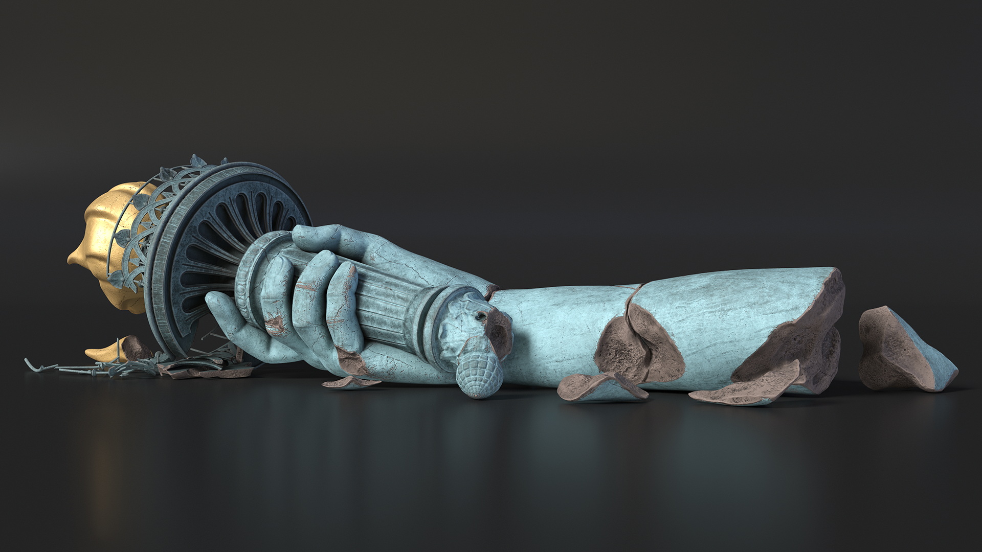 3D Broken Torch of Statue of Liberty model