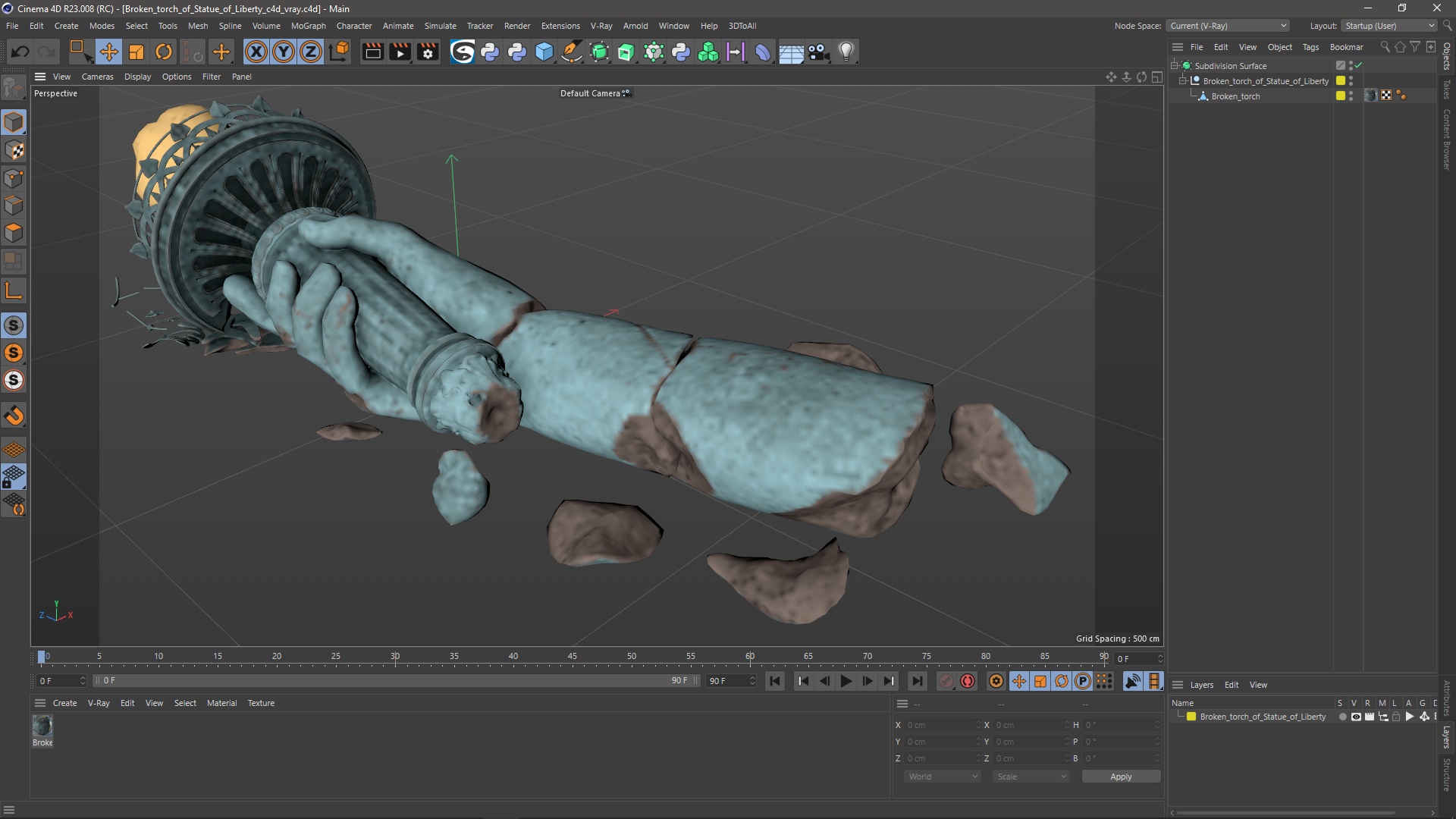 3D Broken Torch of Statue of Liberty model