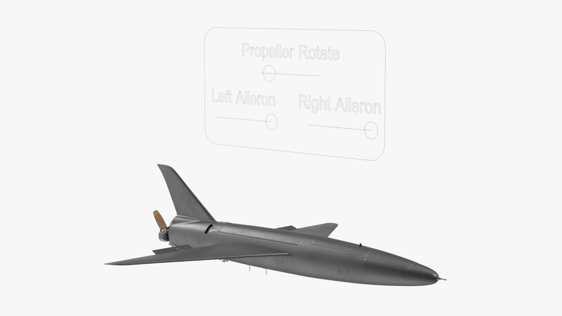 Drone Kamikaze Black Rigged 3D