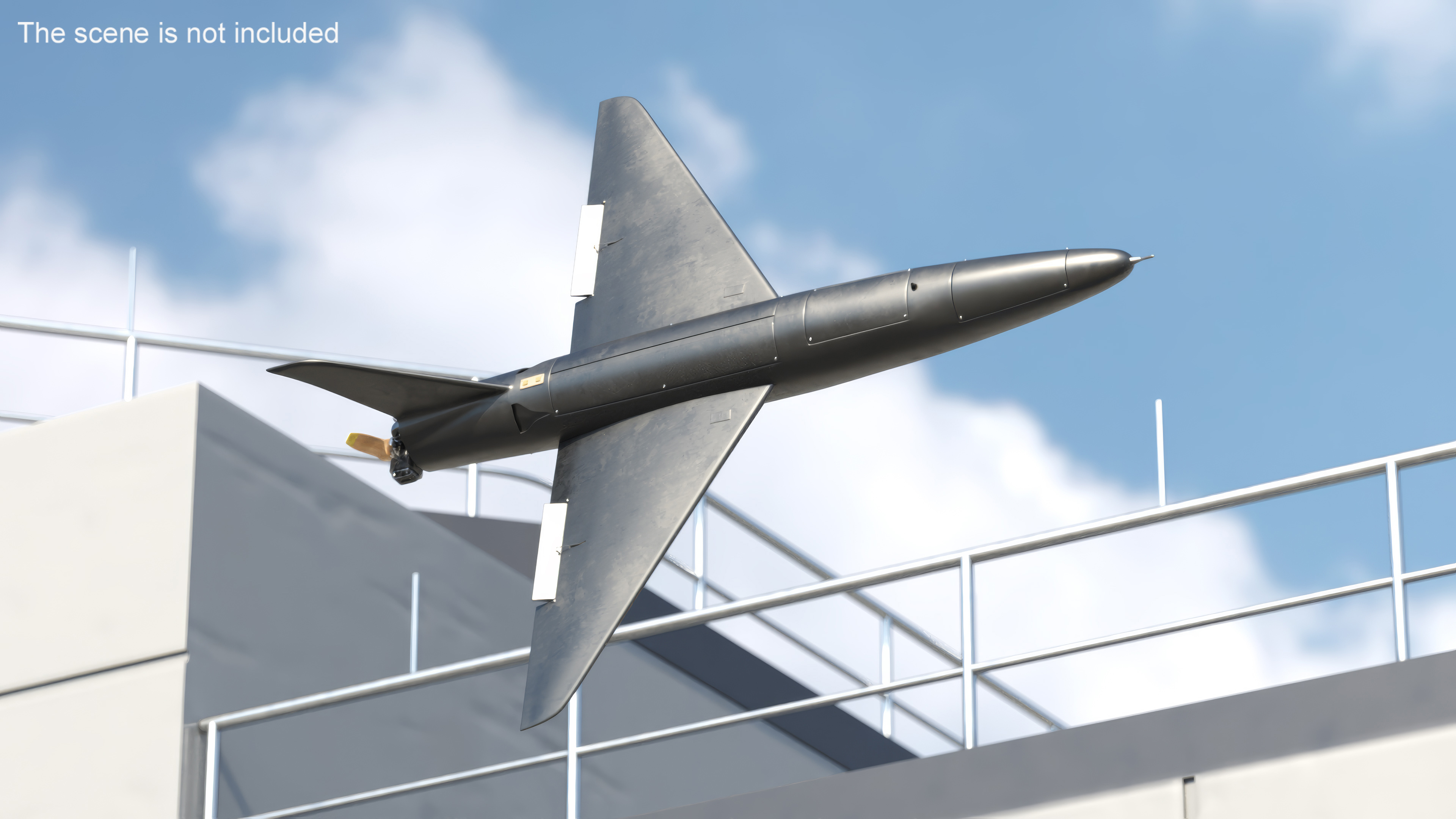 Drone Kamikaze Black Rigged 3D