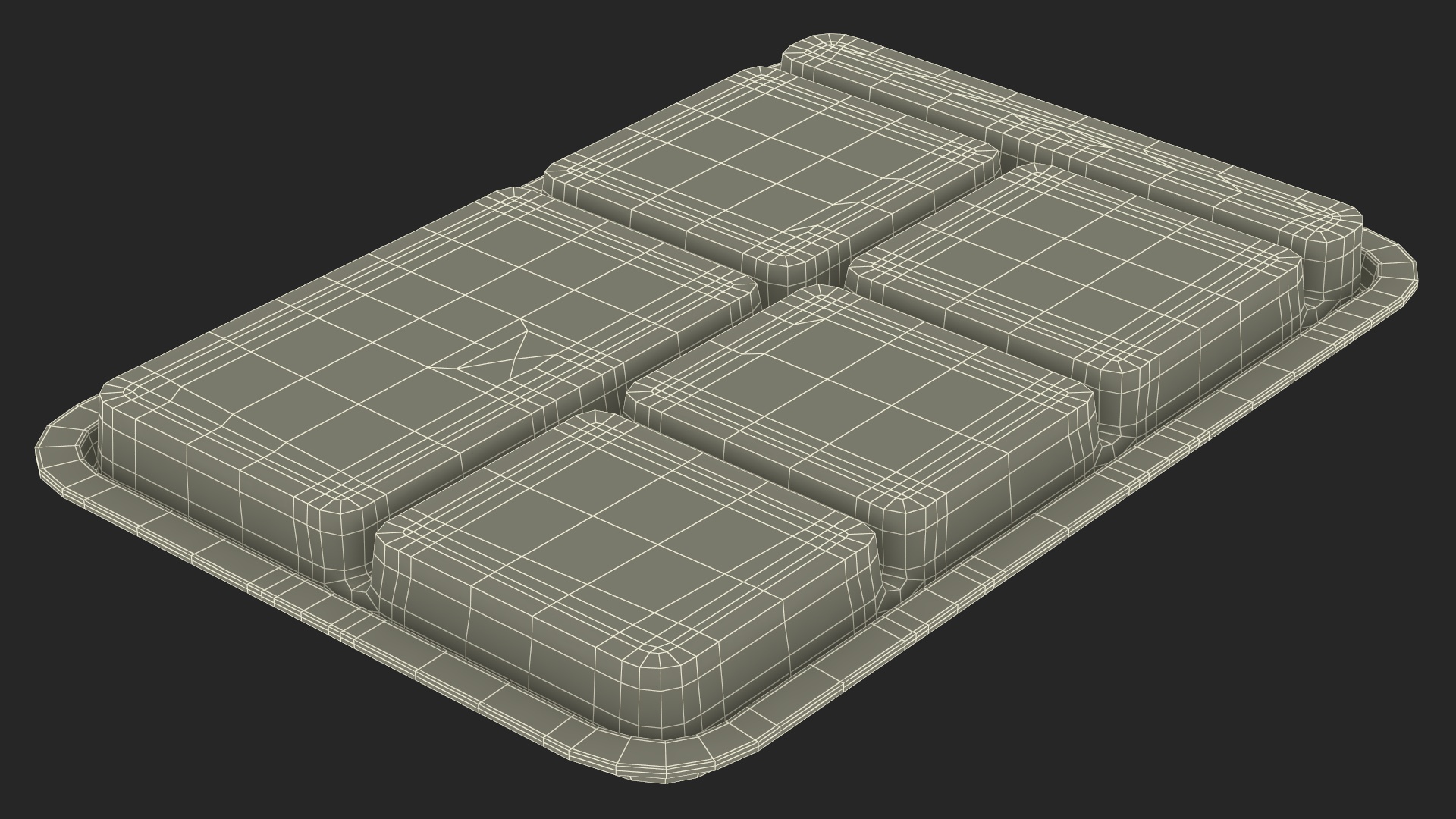 3D model Compartment Meal Tray Red