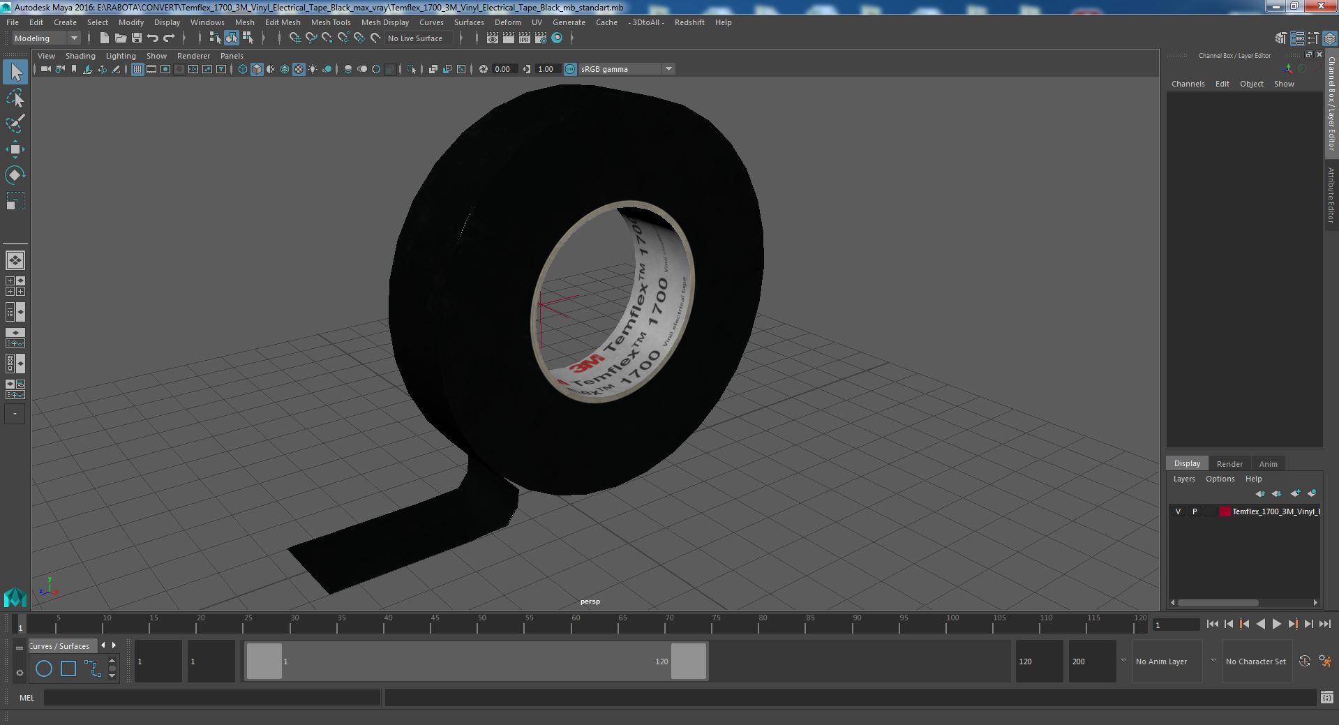 3D Temflex 1700 3M Vinyl Electrical Tape Black model