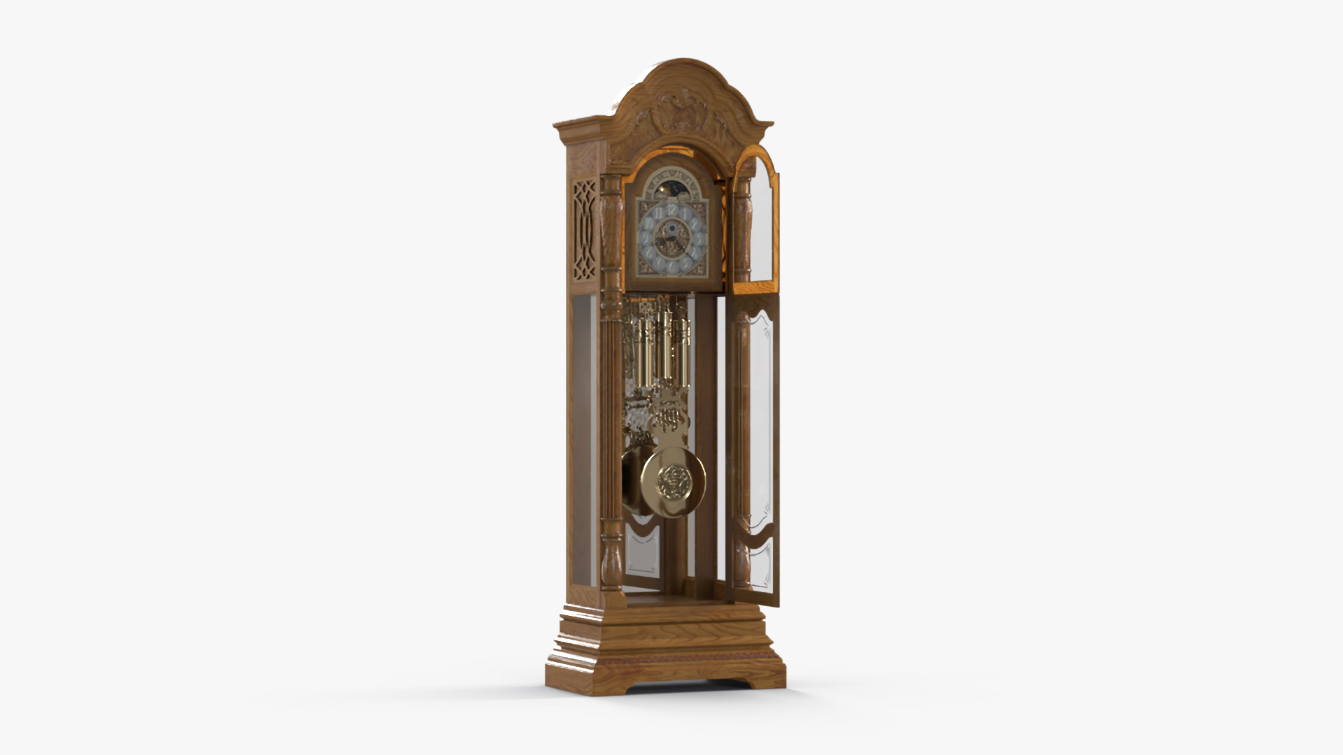 Antique Grandfather Striking Clock 3D model
