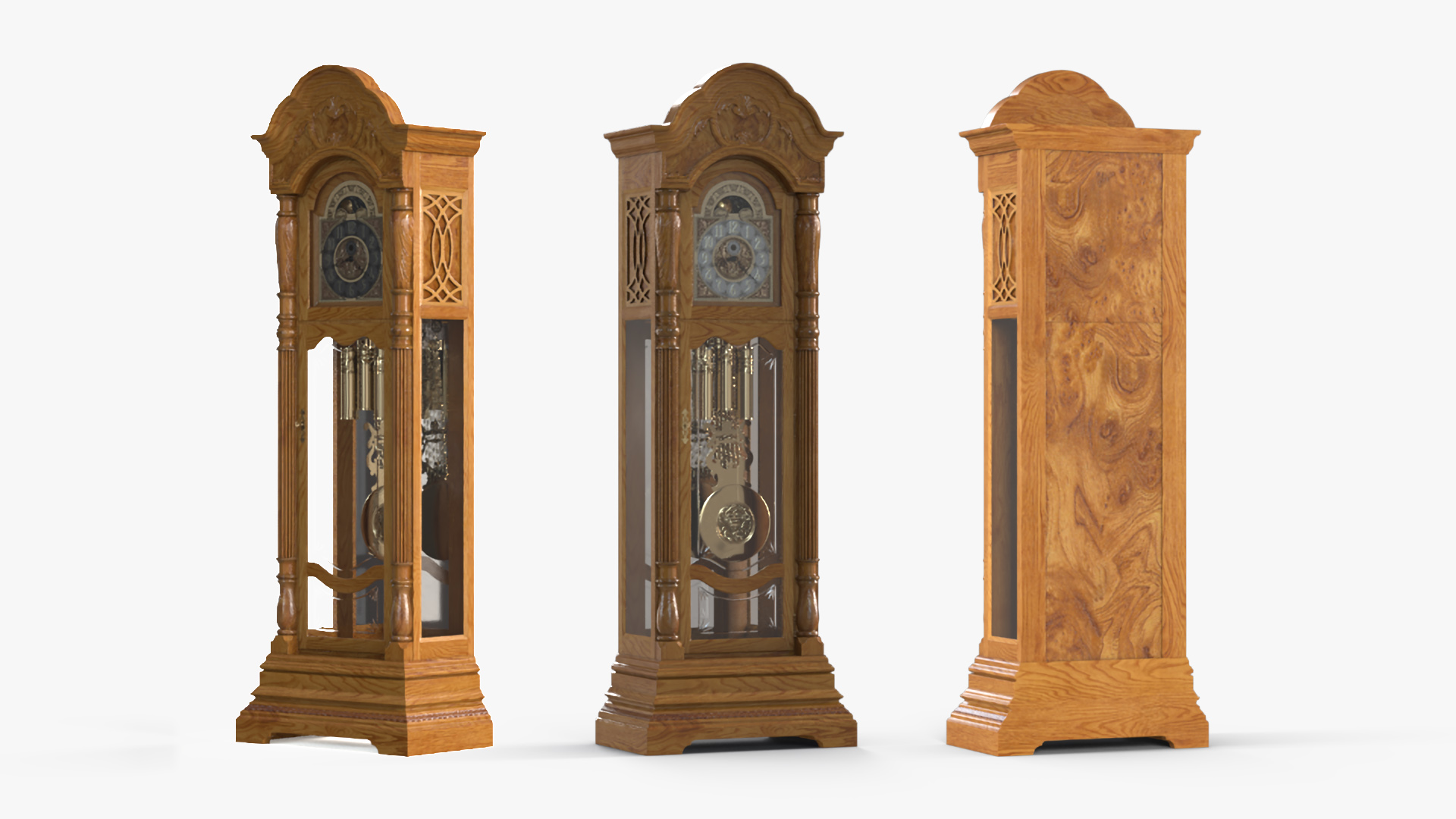 Antique Grandfather Striking Clock 3D model