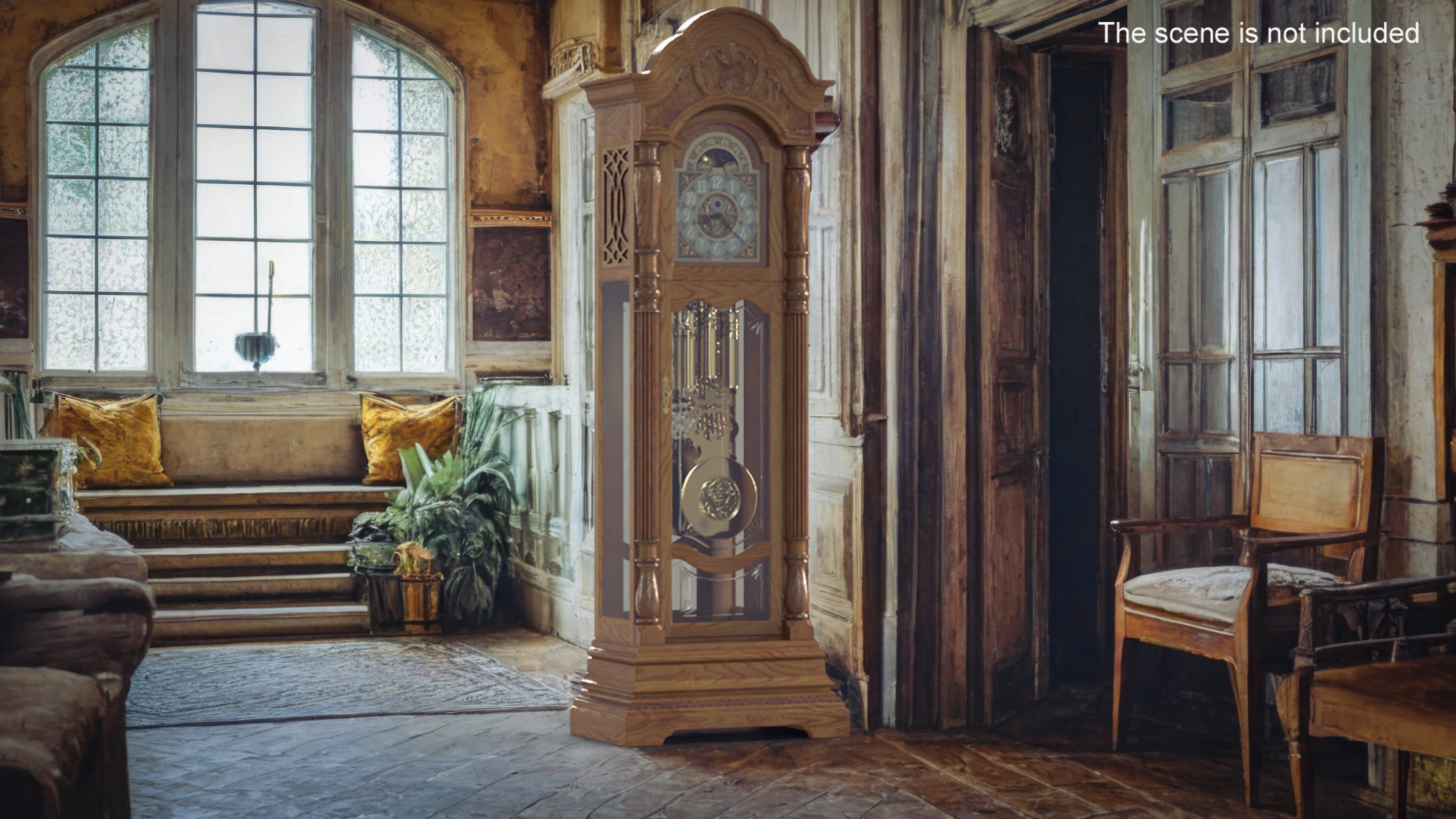 Antique Grandfather Striking Clock 3D model