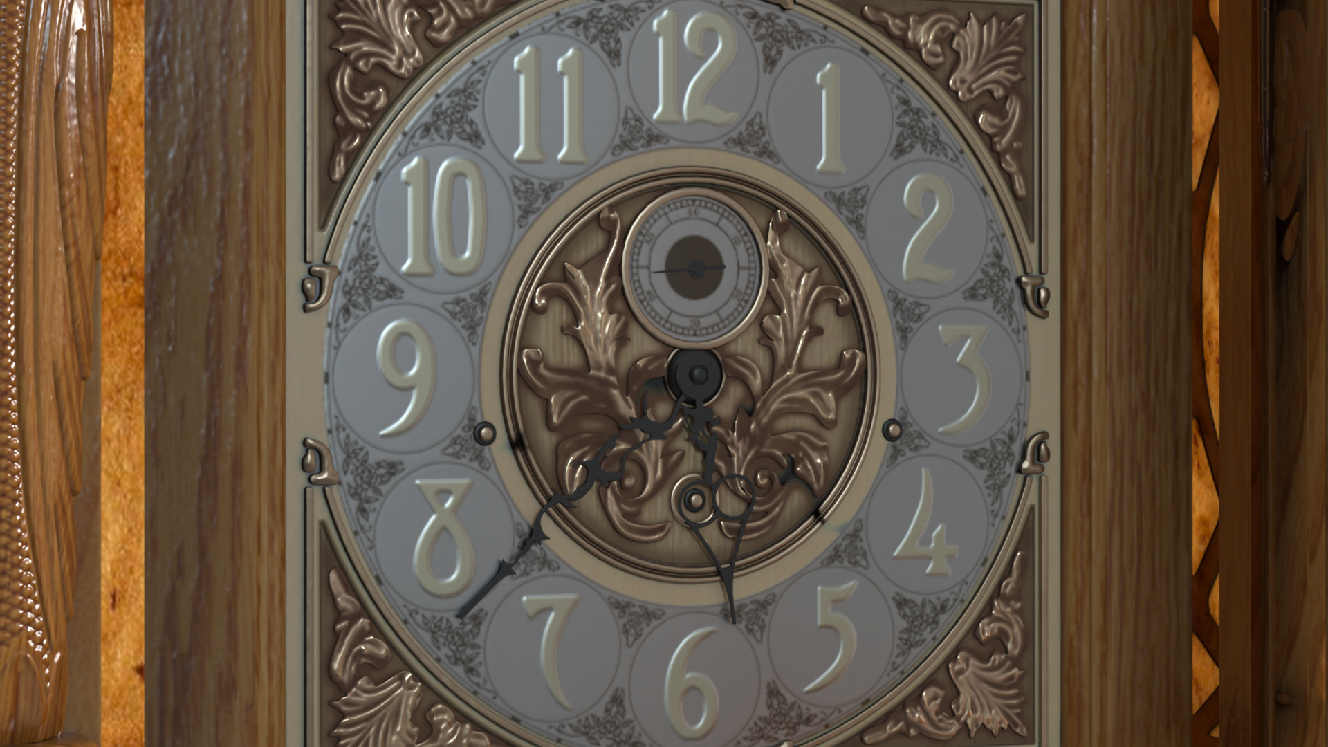Antique Grandfather Striking Clock 3D model