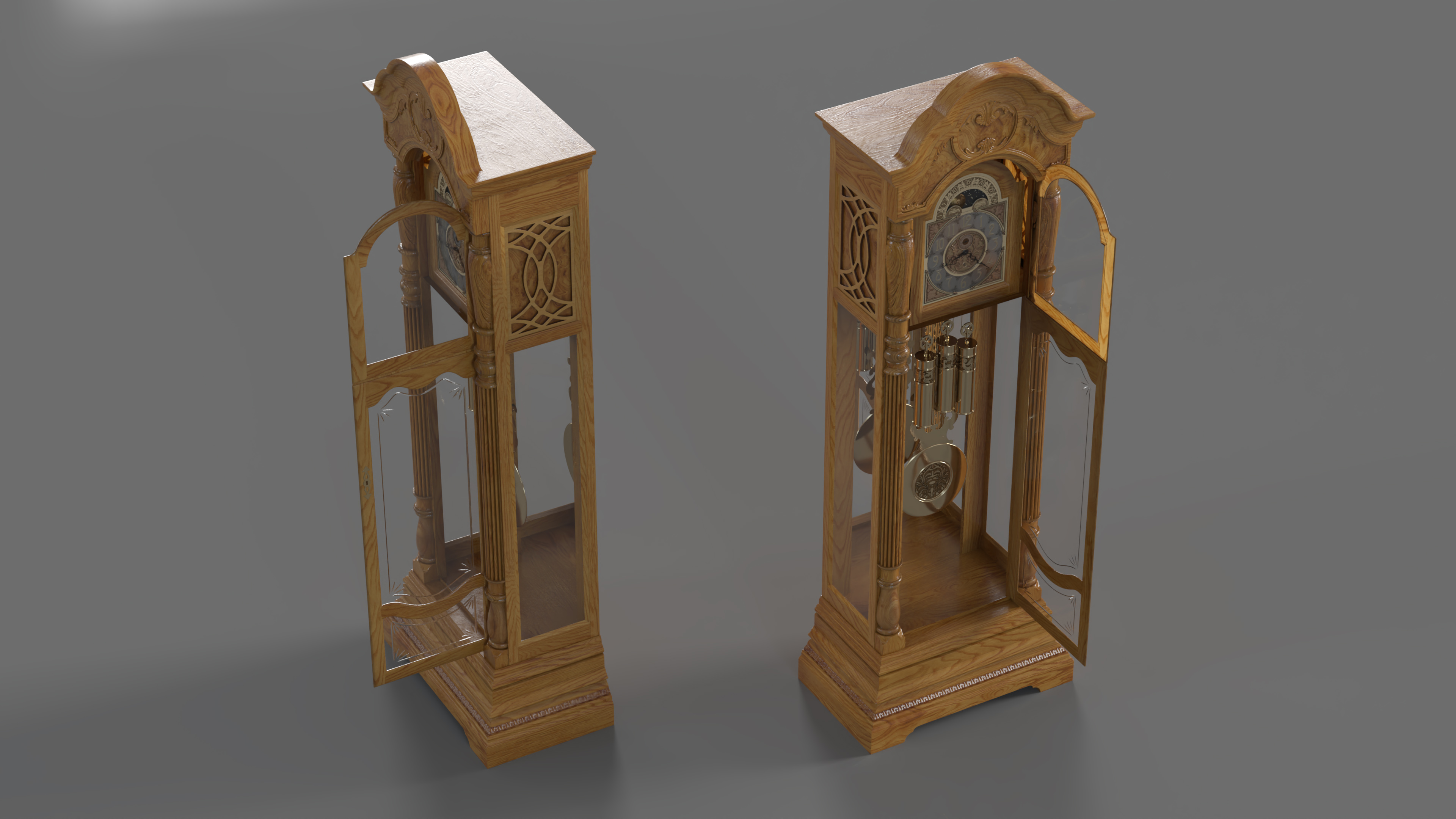 Antique Grandfather Striking Clock 3D model