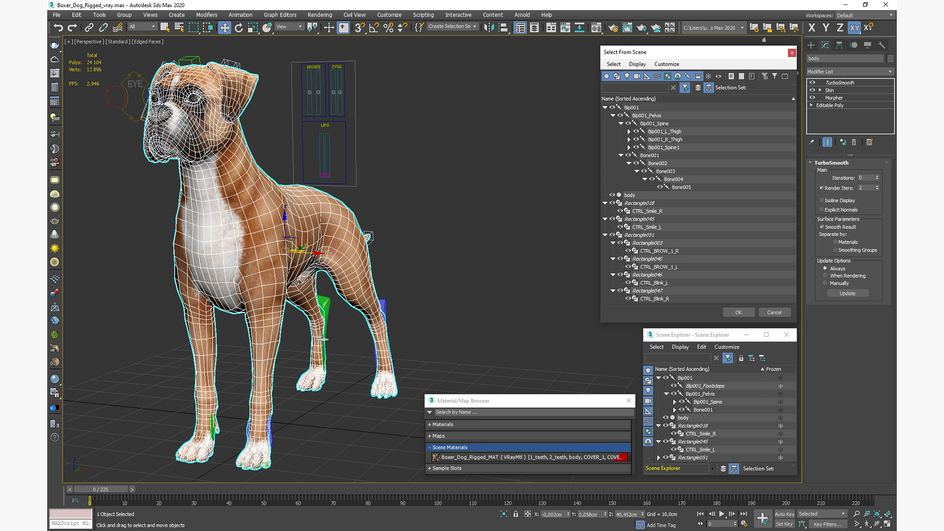 3D Boxer Dog Rigged
