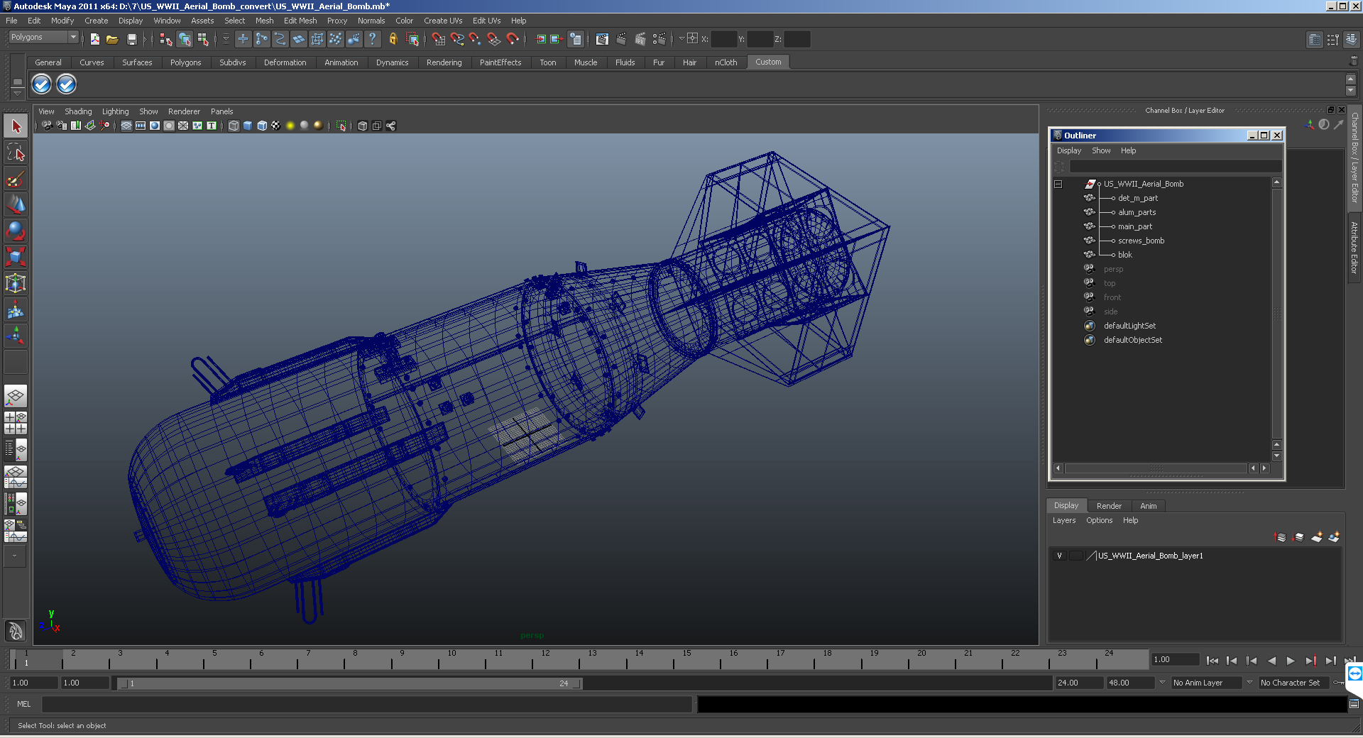 US WWII Aerial Bomb 3D model