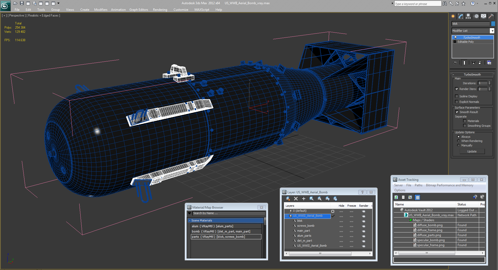 US WWII Aerial Bomb 3D model