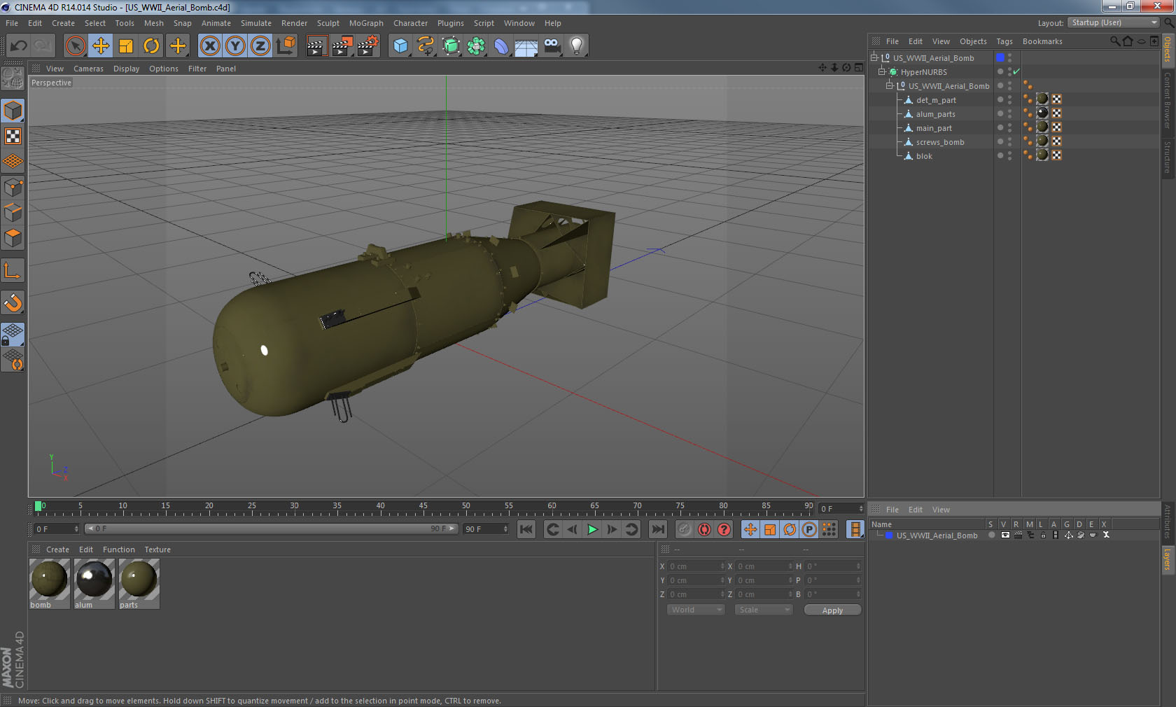 US WWII Aerial Bomb 3D model
