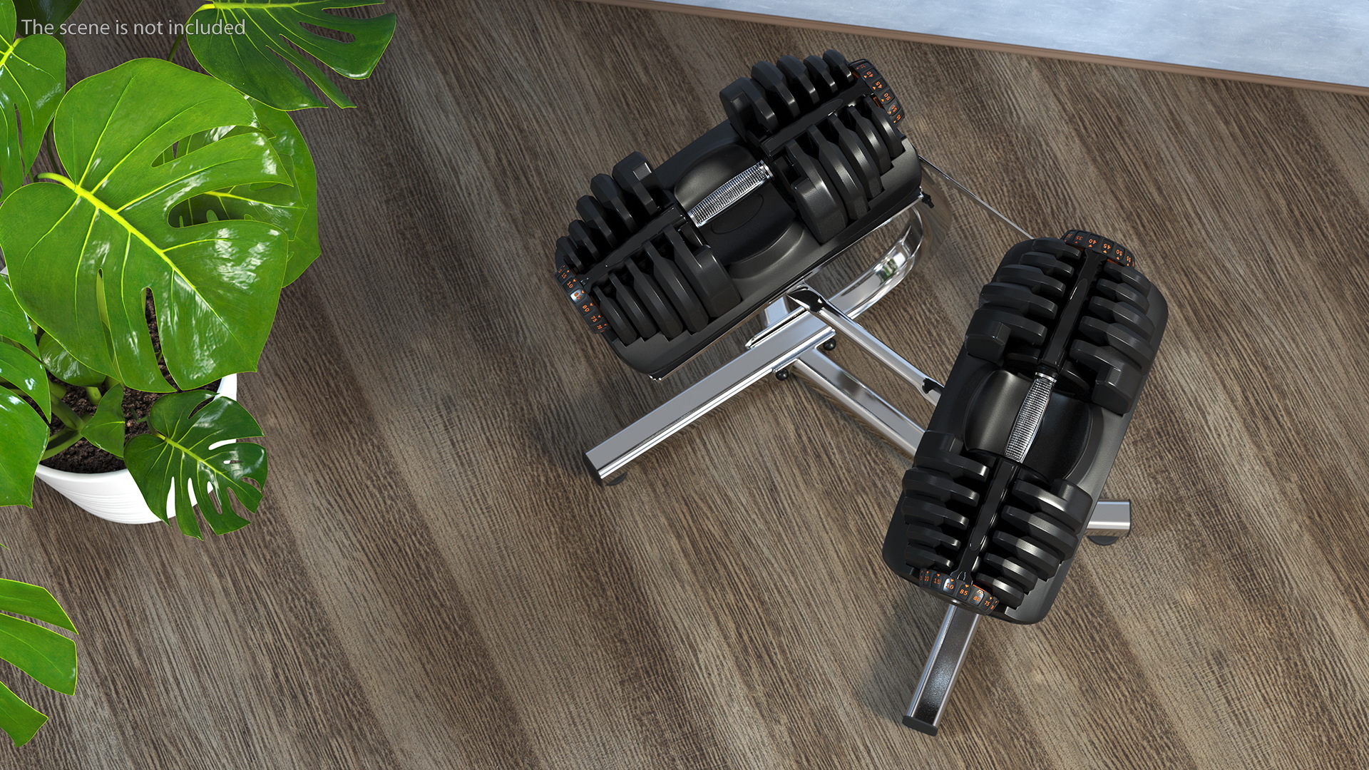 Fast Adjusting Dial Dumbbell with Rack Set 3D