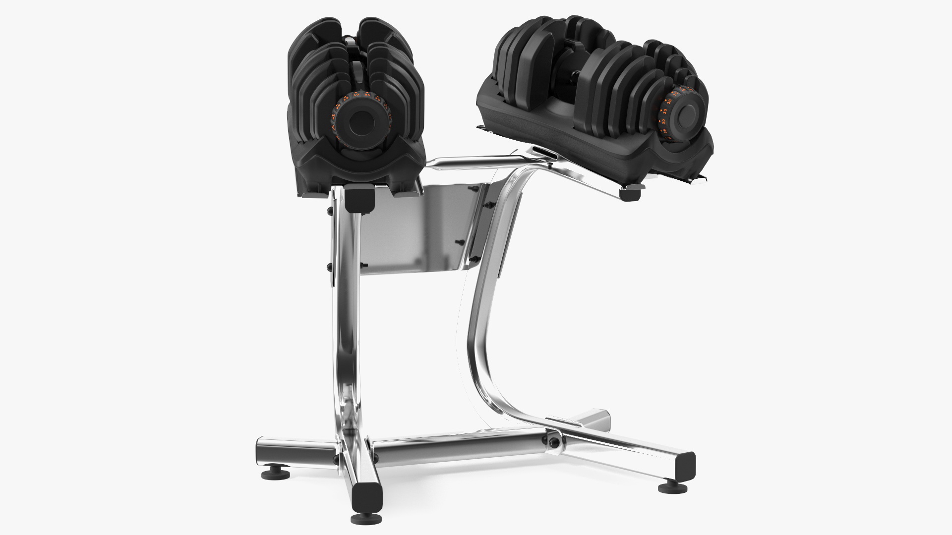 Fast Adjusting Dial Dumbbell with Rack Set 3D