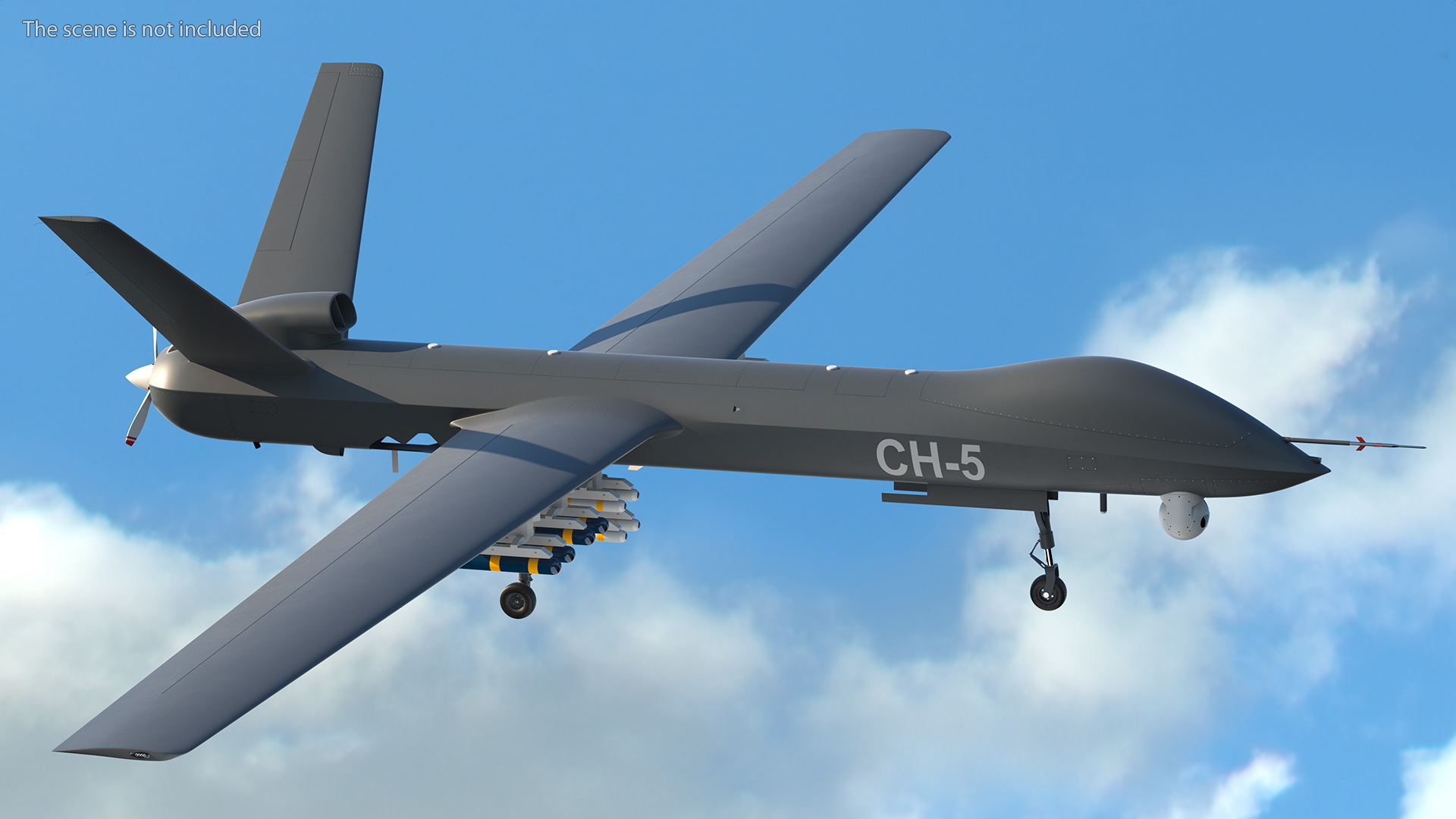 CH-5 Rainbow UAV Armed Rigged 3D model