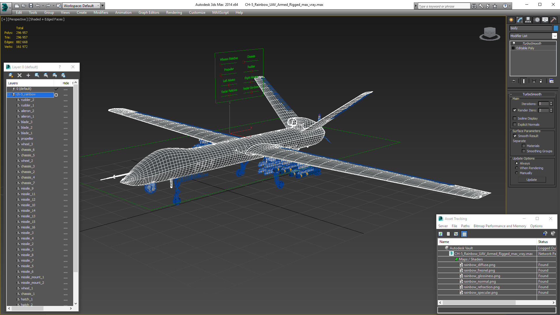 CH-5 Rainbow UAV Armed Rigged 3D model