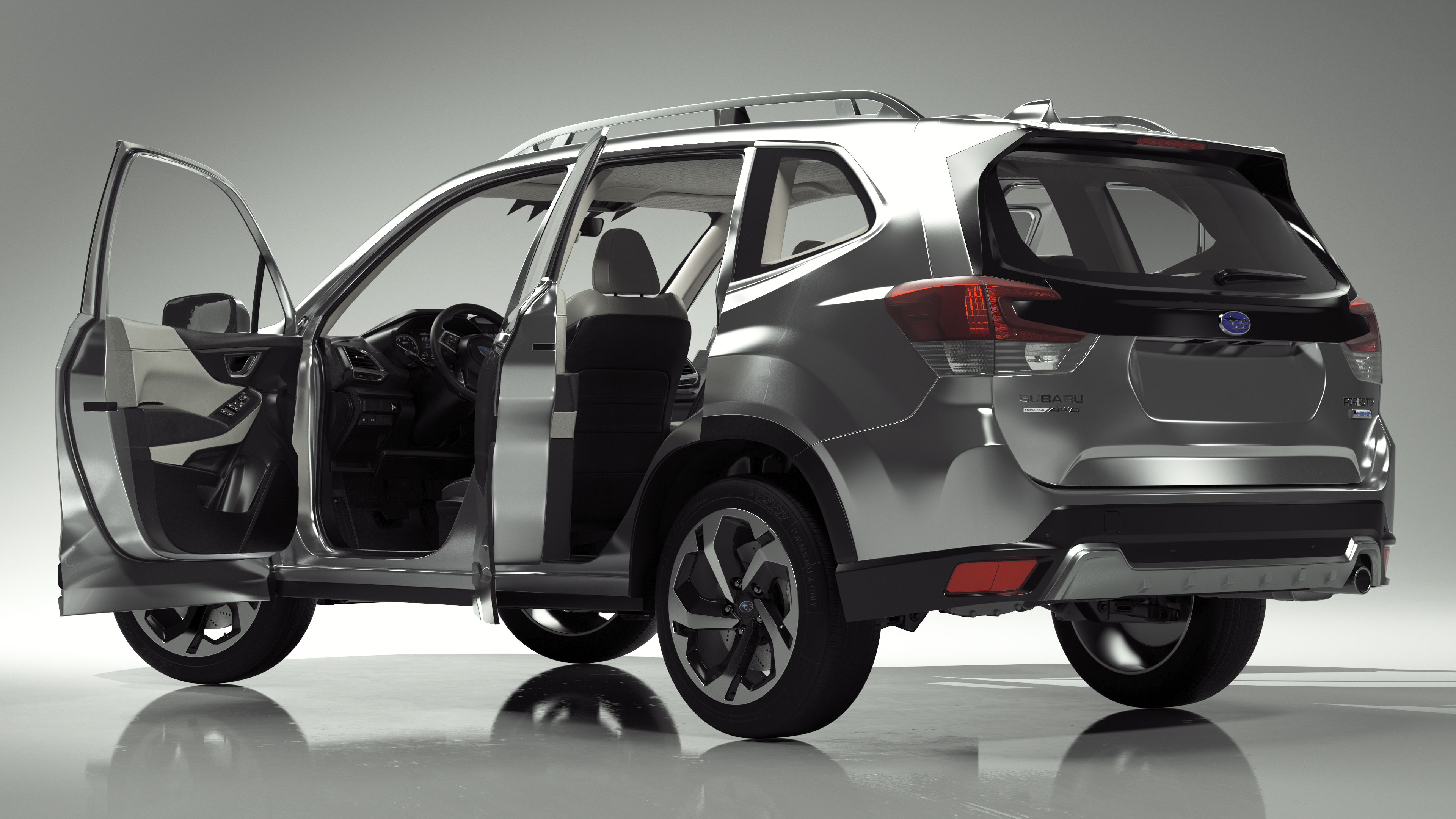 Subaru Forester 2022 White Rigged for Cinema 4D 3D