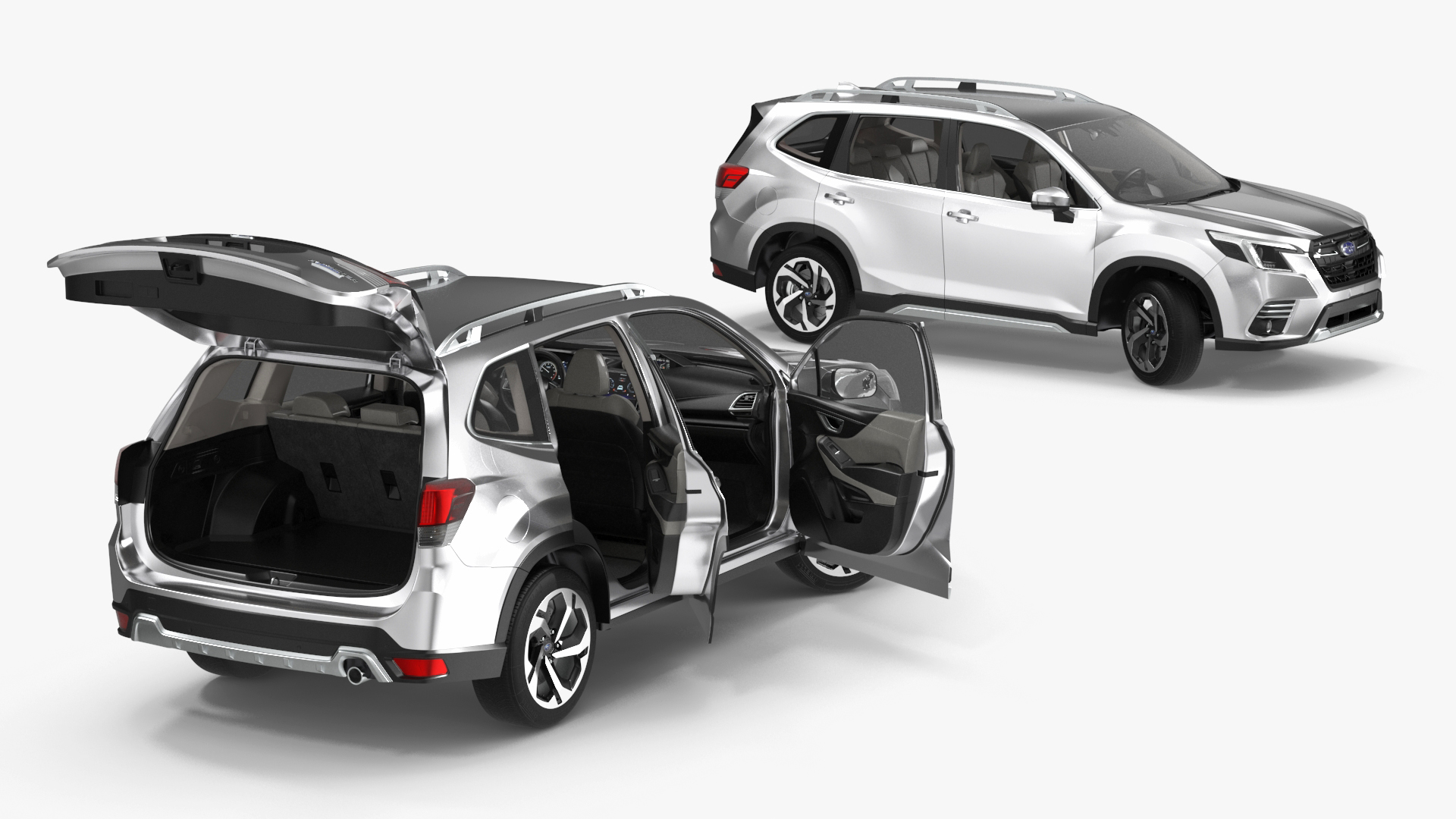 Subaru Forester 2022 White Rigged for Cinema 4D 3D
