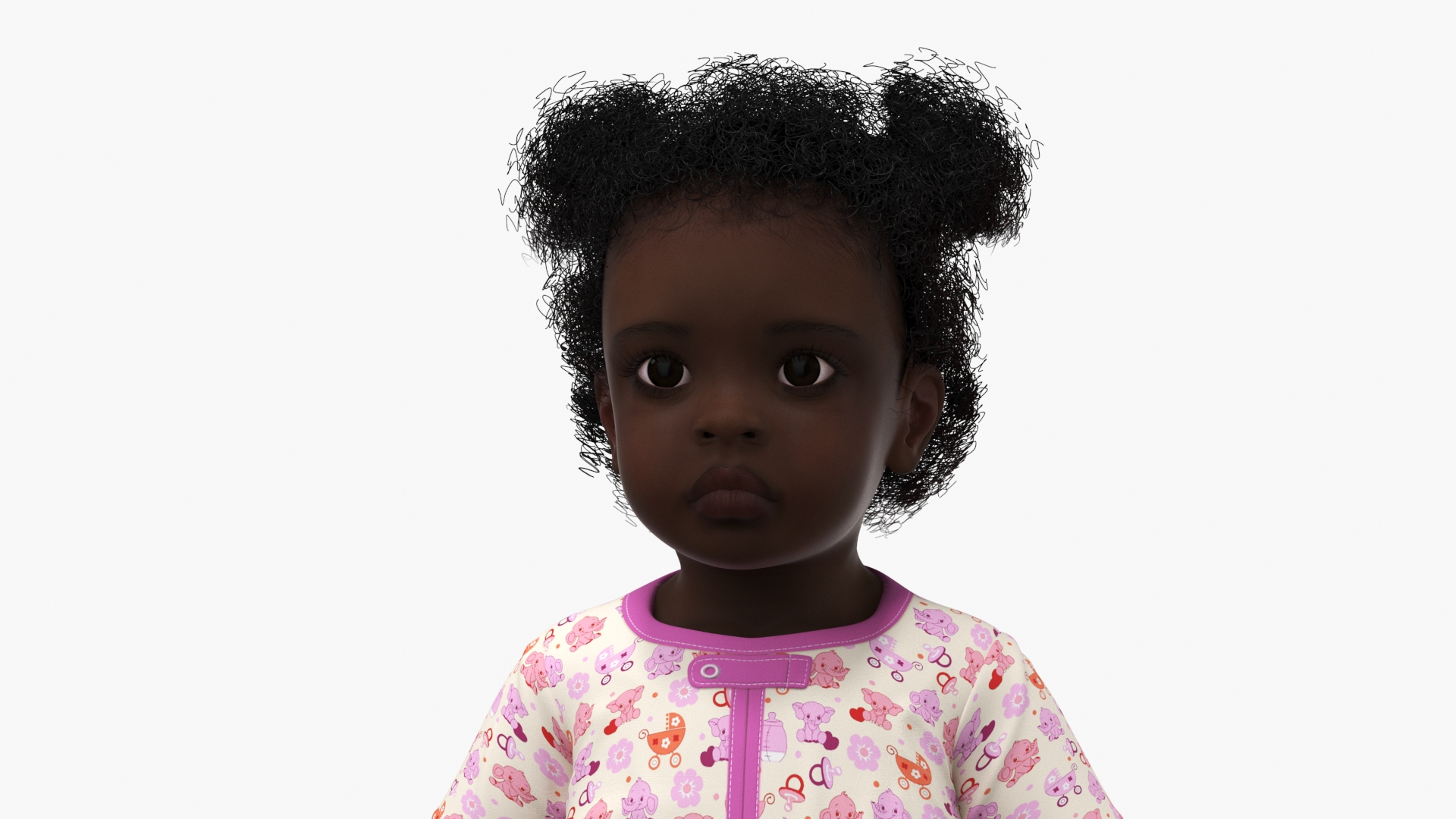 Black Baby Girl Wearing Full Bodysuit A-Pose 3D model