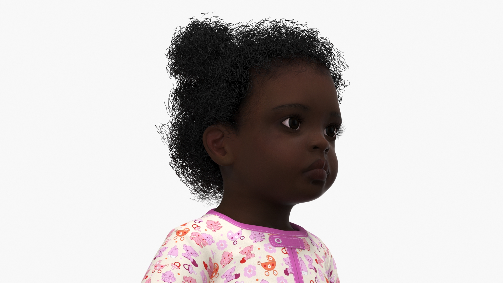 Black Baby Girl Wearing Full Bodysuit A-Pose 3D model