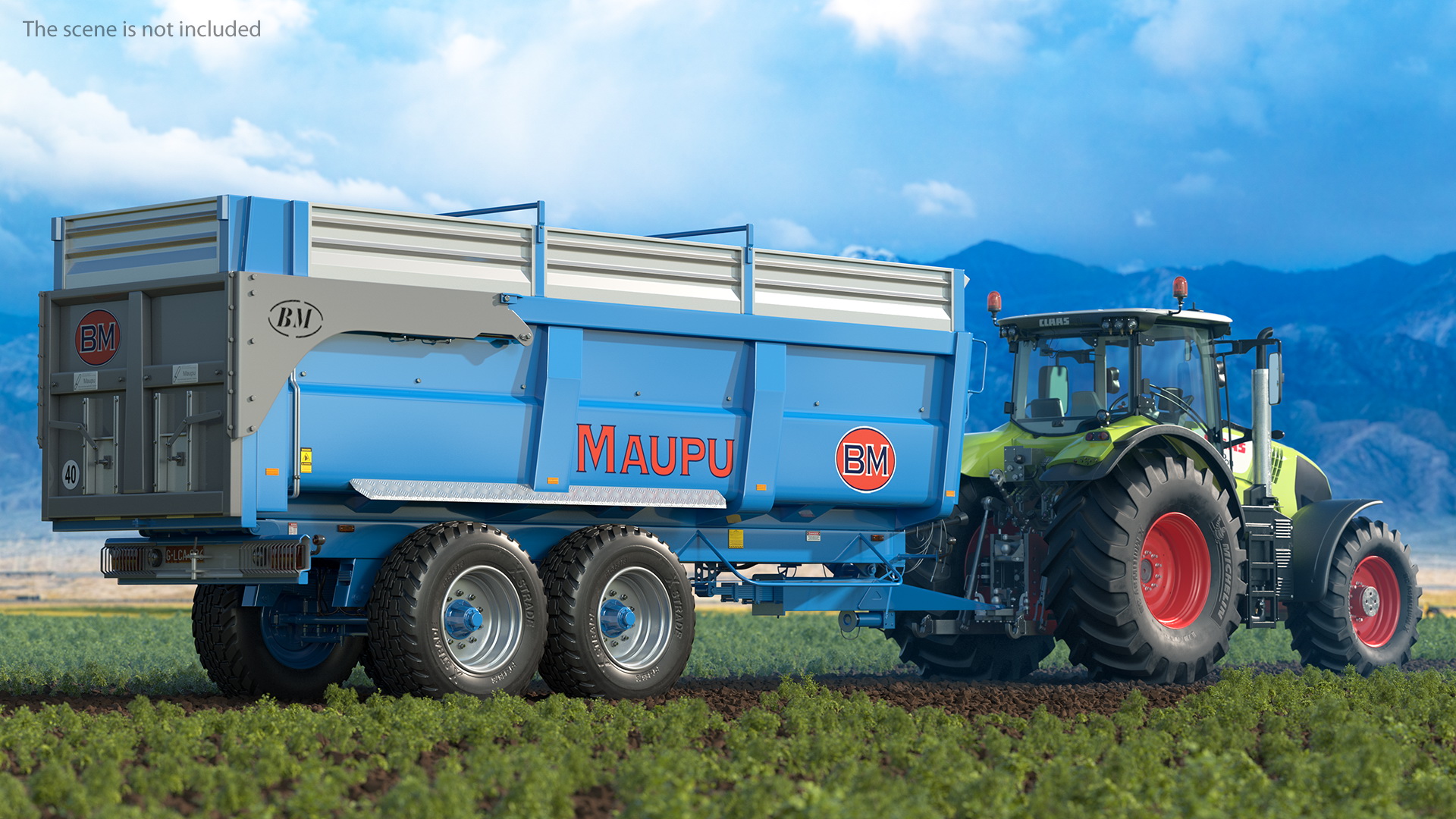 3D Tractor Claas Axion 800 with Maupu 18t Trailer