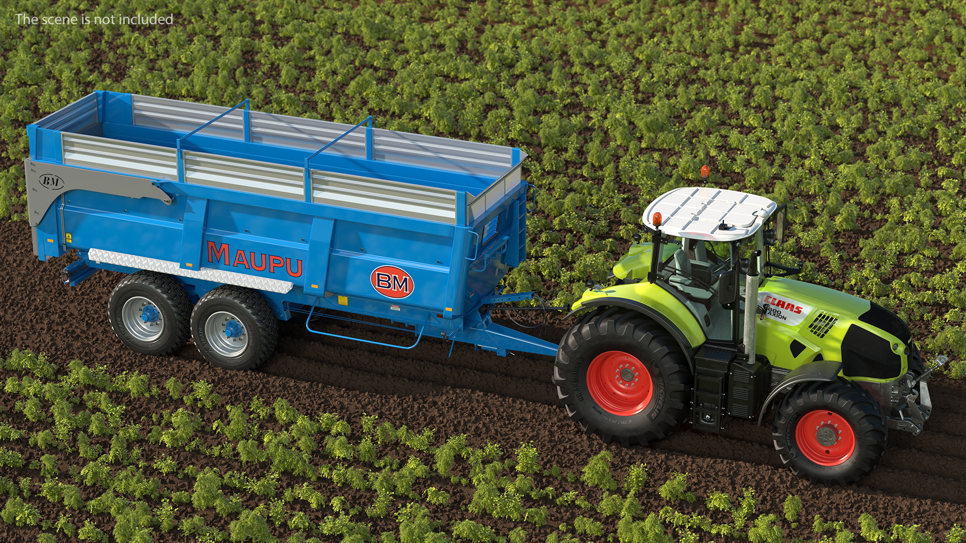 3D Tractor Claas Axion 800 with Maupu 18t Trailer