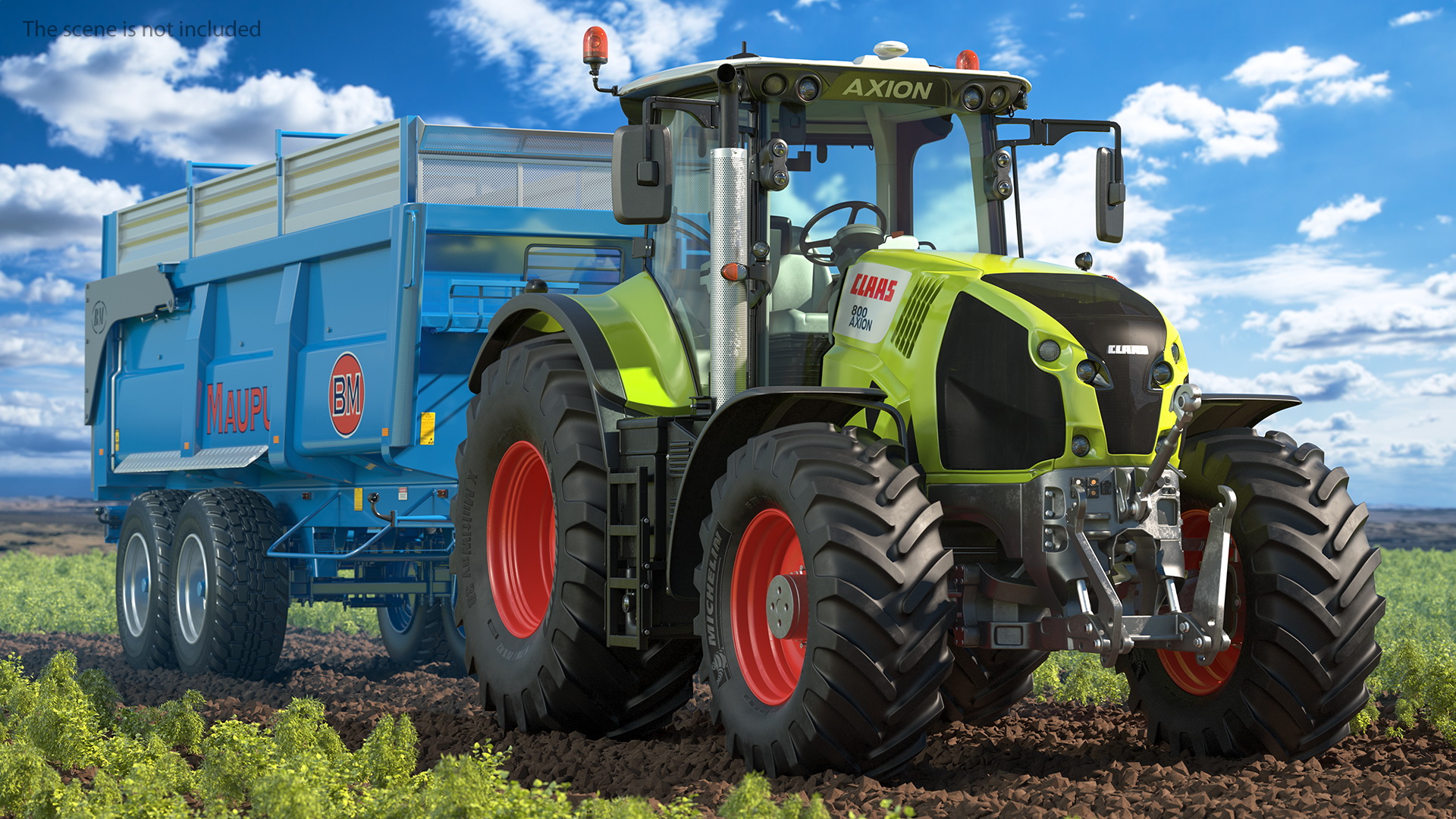 3D Tractor Claas Axion 800 with Maupu 18t Trailer