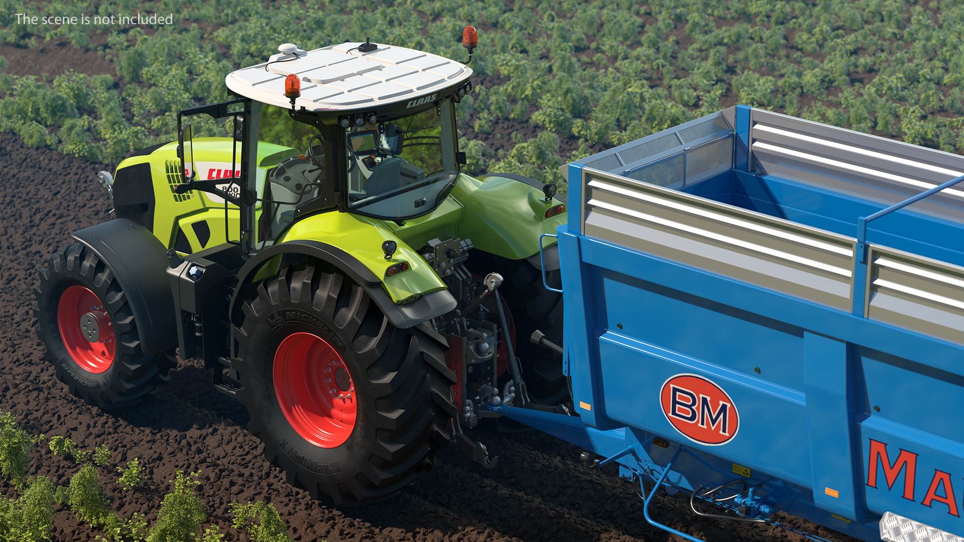 3D Tractor Claas Axion 800 with Maupu 18t Trailer
