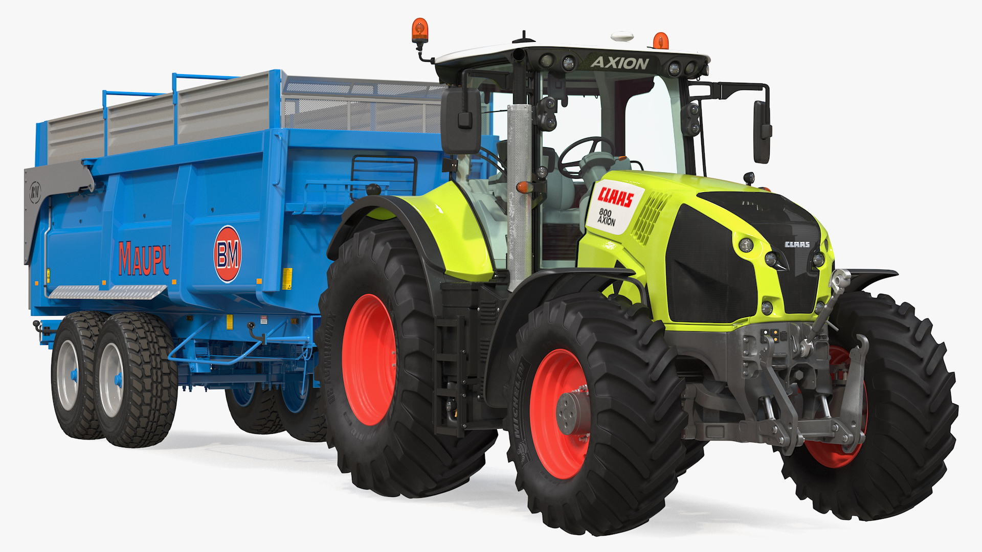 3D Tractor Claas Axion 800 with Maupu 18t Trailer