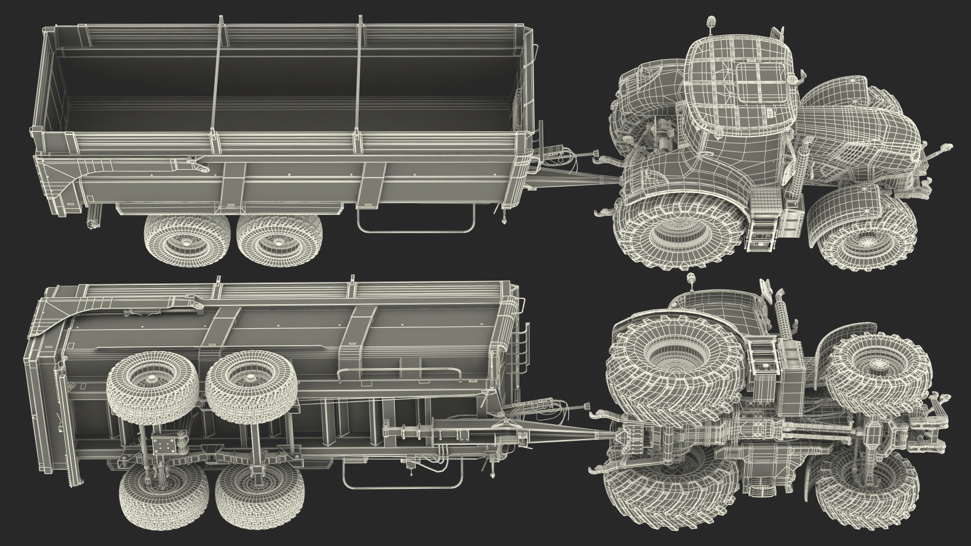 3D Tractor Claas Axion 800 with Maupu 18t Trailer